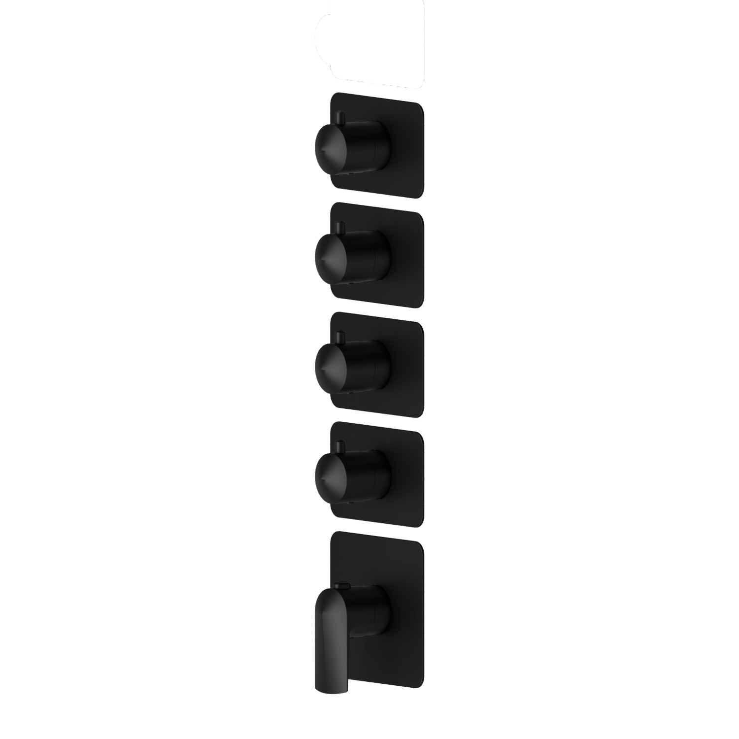 Miscelatore termostatico multiutenza ad incasso a 4 uscite. Parte esterna. Ingressi ed uscite da 3/4”.  - finitura Nero opaco