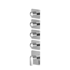 Miscelatore termostatico multiutenza ad incasso a 4 uscite. Parte esterna. Ingressi ed uscite da 3/4”.  - finitura Cromo