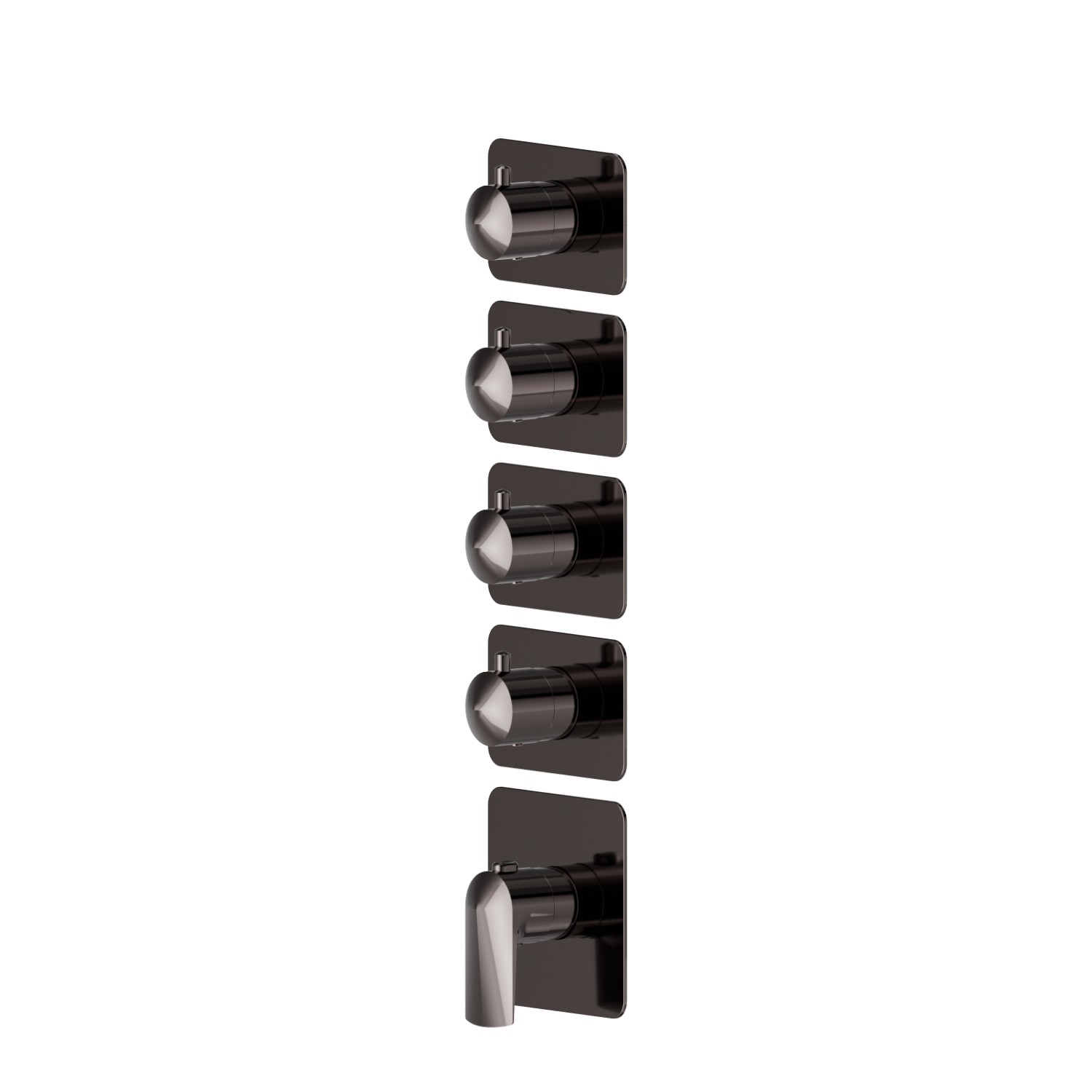 4 ways out concealed thermostatic multifunction selectors. 3/4” connections. External part - finish PVD Gun Metal