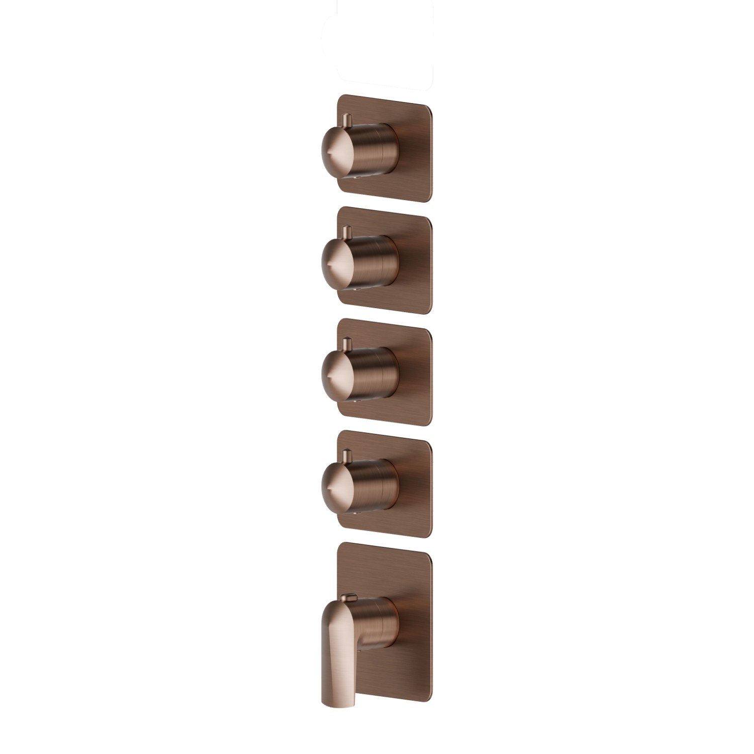 Mitigeurs de douche thermostatiques à encastrer 4 sorties. entrées et sorties de 3/4”. Façade murale - finition PVD Brushed Copper Bronze