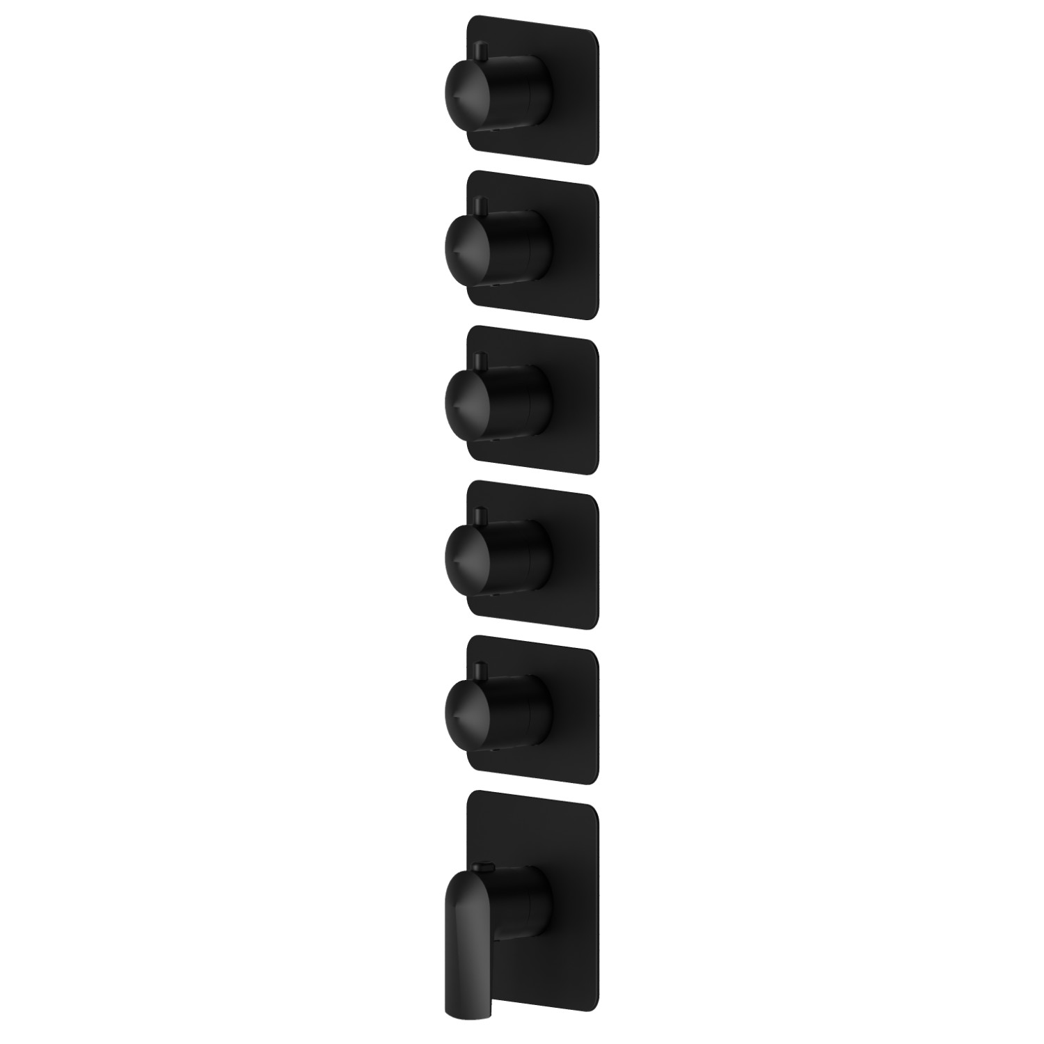 Miscelatore termostatico multiutenza ad incasso a 5 uscite. Parte esterna. Ingressi ed uscite da 3/4”.  - finitura Nero opaco