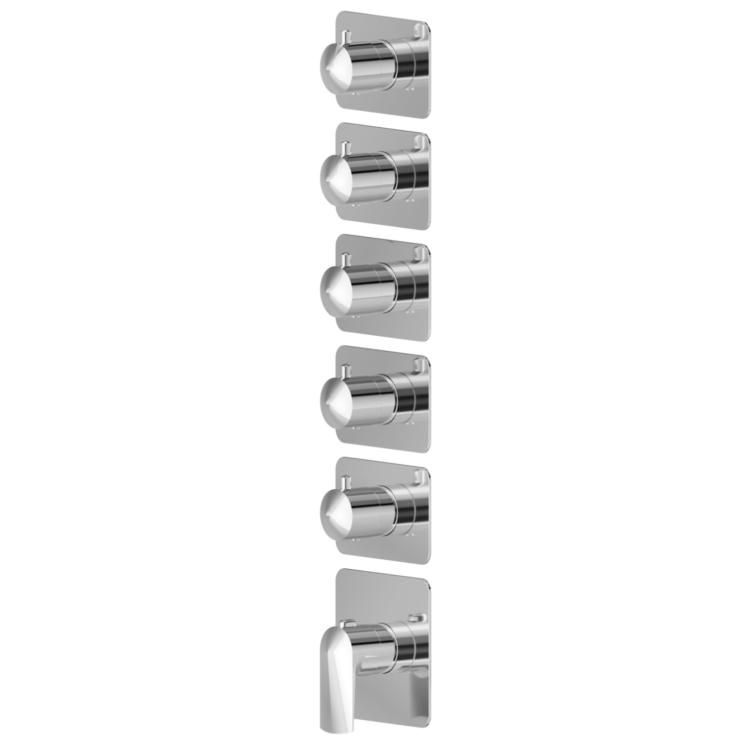 5 ways out concealed thermostatic multifunction selectors. 3/4” connections.  External part - finish Chrome