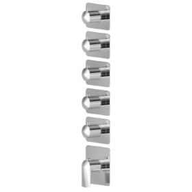 Miscelatore termostatico multiutenza ad incasso a 5 uscite. Parte esterna. Ingressi ed uscite da 3/4”.  - finitura Cromo