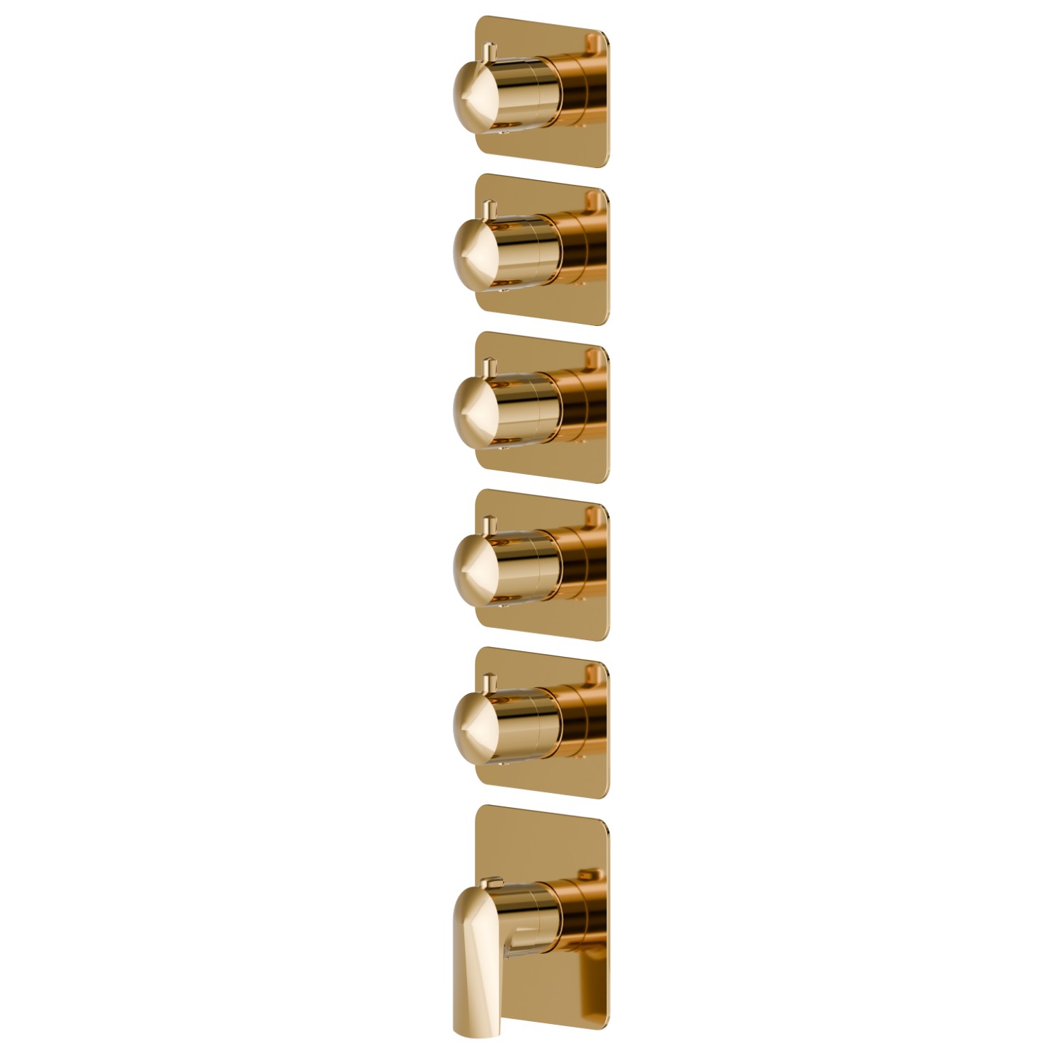 5 ways out concealed thermostatic multifunction selectors. 3/4” connections.  External part - finish PVD Glossy Gold
