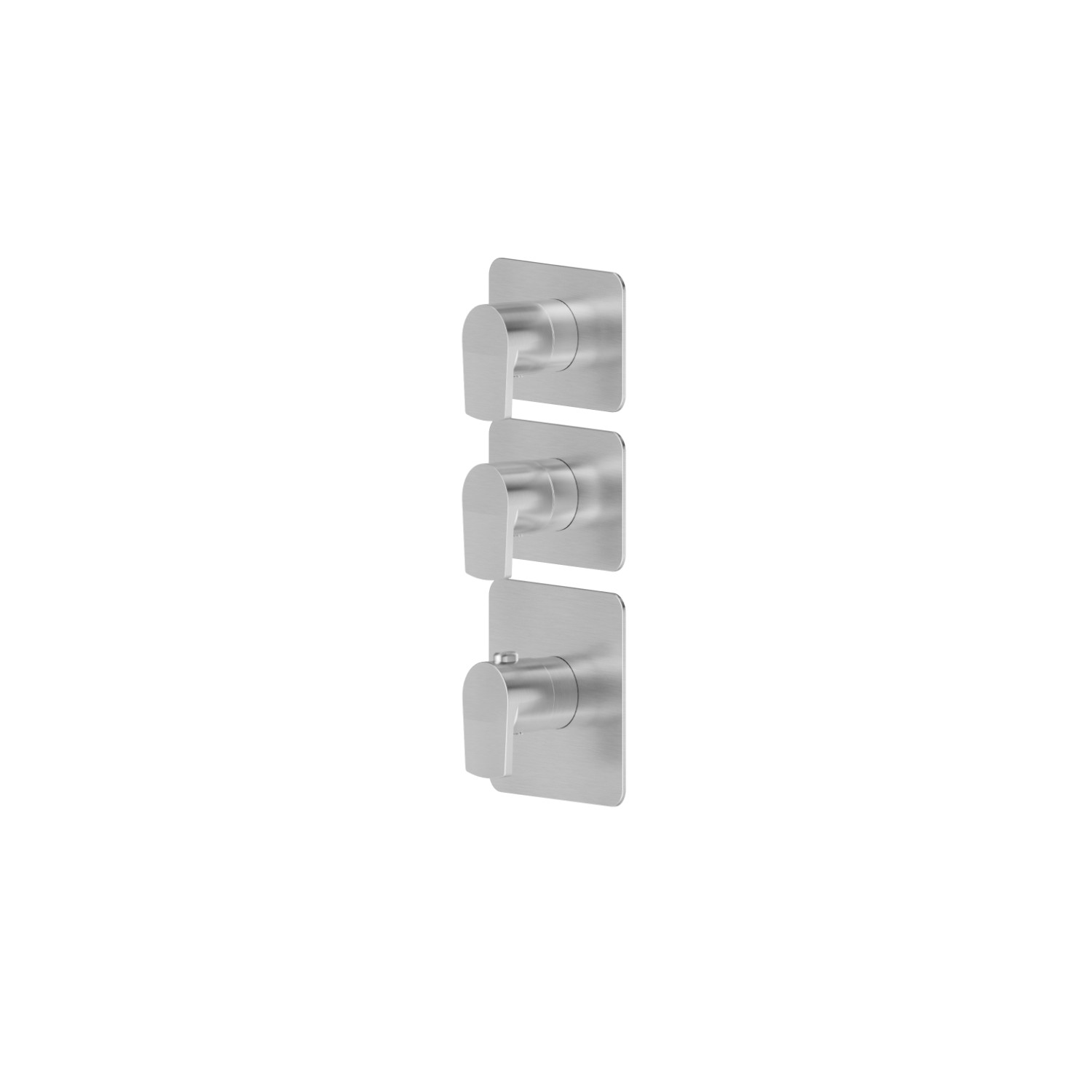 Miscelatore termostatico multiutenza ad incasso a 2 uscite. Parte esterna. Ingressi ed uscite da 3/4” - finitura PVD Acciaio Spazzolato