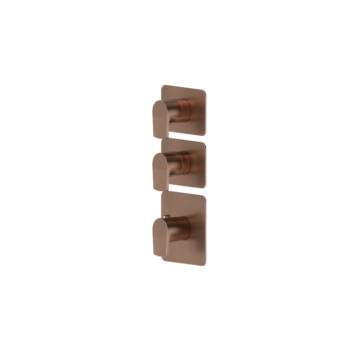 Mitigeurs de douche thermostatiques à encastrer 2 sorties. entrées et sorties de 3/4”. Façade murale - finition PVD Brushed Copper Bronze
