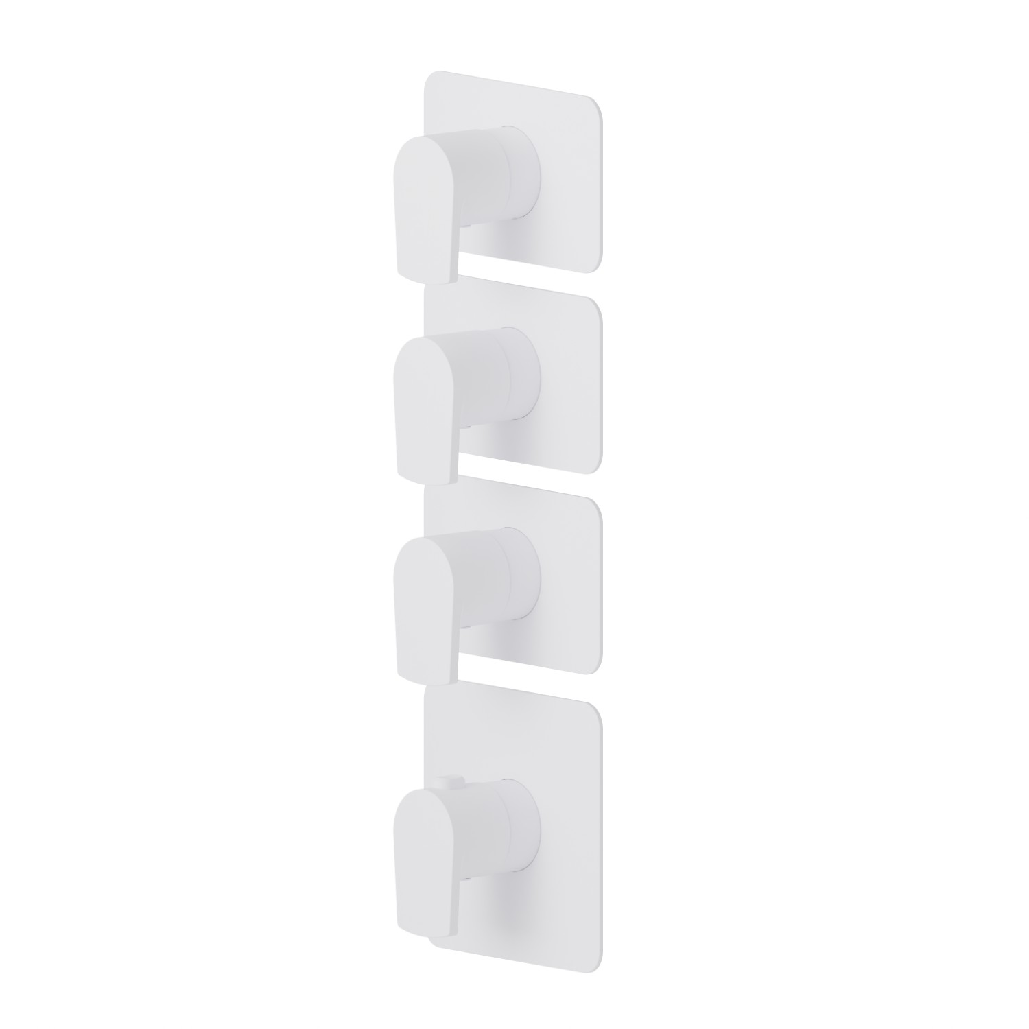 Miscelatore termostatico multiutenza ad incasso a 3 uscite. Parte esterna. Ingressi ed uscite da 3/4” - finitura Bianco opaco