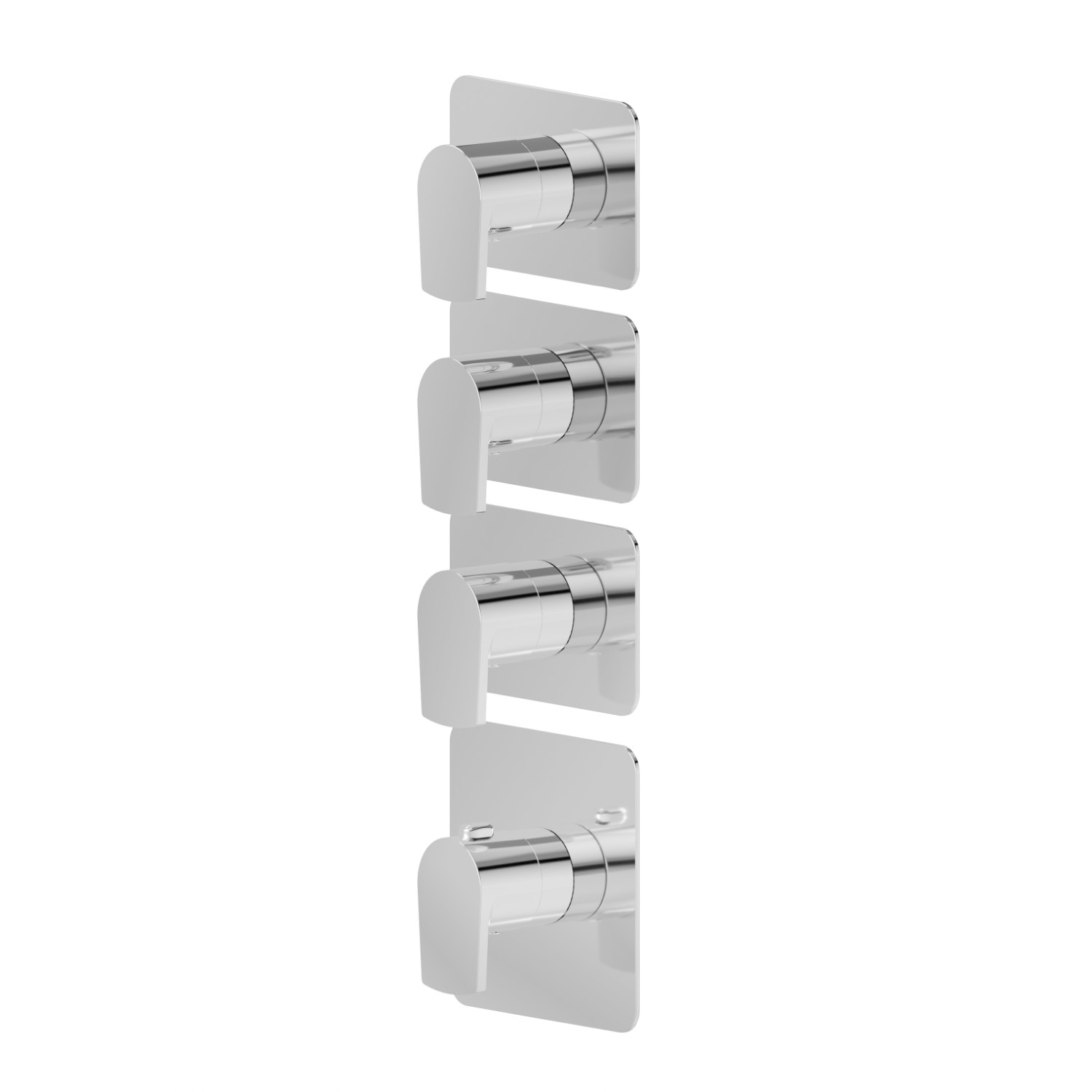 Miscelatore termostatico multiutenza ad incasso a 3 uscite. Parte esterna. Ingressi ed uscite da 3/4” - finitura Cromo