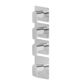 Miscelatore termostatico multiutenza ad incasso a 3 uscite. Parte esterna. Ingressi ed uscite da 3/4” - finitura Cromo
