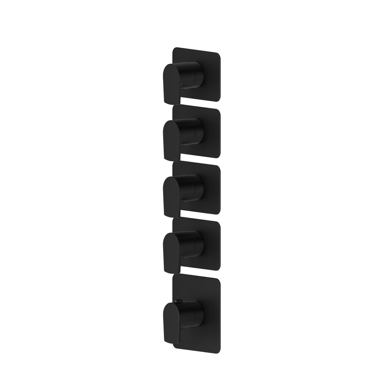 Miscelatore termostatico multiutenza ad incasso a 4 uscite. Parte esterna. Ingressi ed uscite da 3/4” - finitura Nero opaco