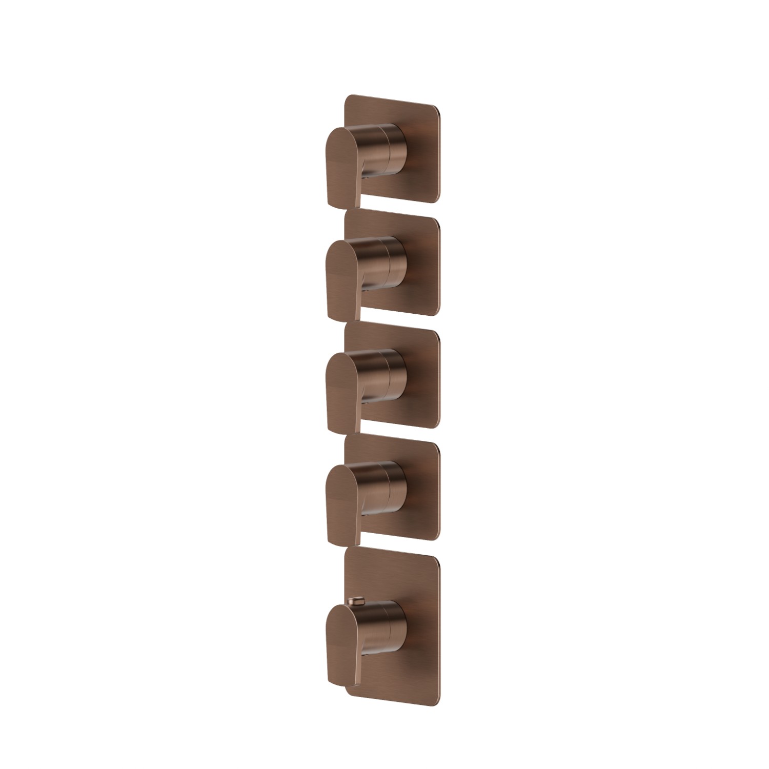 Mitigeurs de douche thermostatiques à encastrer 4 sorties. entrées et sorties de 3/4”. Façade murale - finition PVD Brushed Copper Bronze