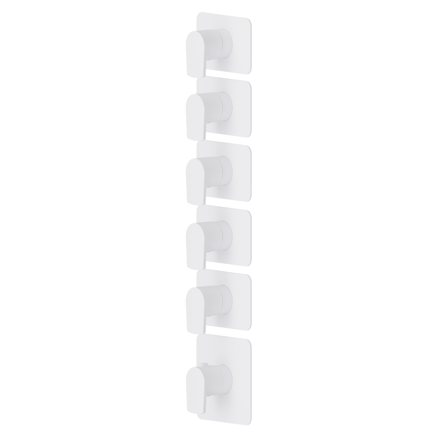 Miscelatore termostatico multiutenza ad incasso a 5 uscite. Parte esterna. Ingressi ed uscite da 3/4” - finitura Bianco opaco