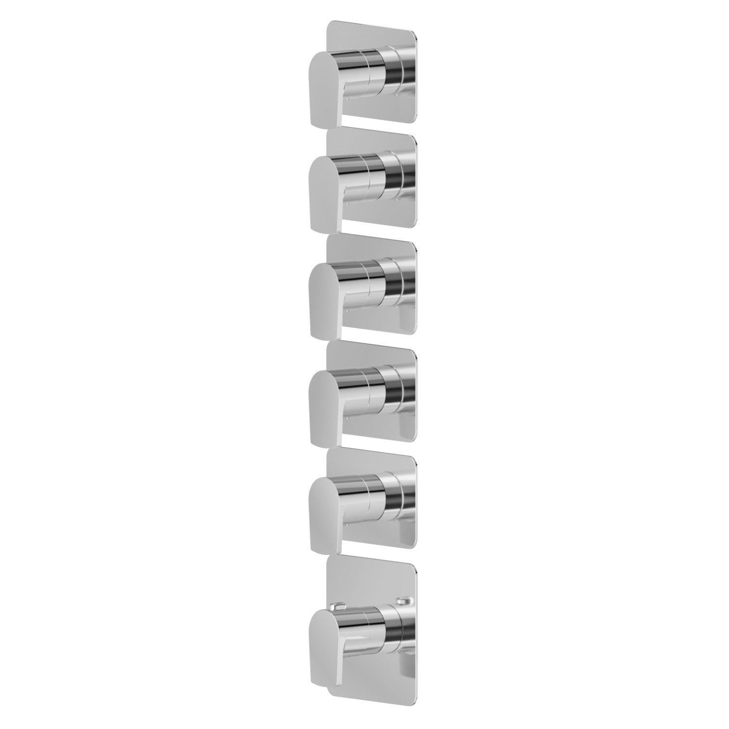 Miscelatore termostatico multiutenza ad incasso a 5 uscite. Parte esterna. Ingressi ed uscite da 3/4” - finitura Cromo