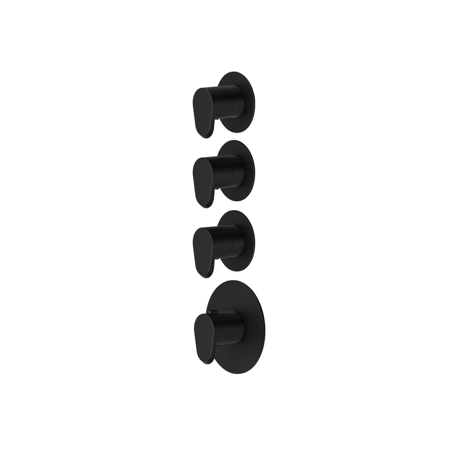 3 ways out concealed thermostatic multifunction selectors. 3/4” connections. Ø70 - finish Matt Black
