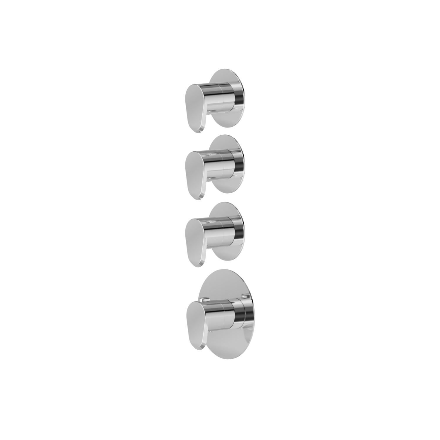 3 ways out concealed thermostatic multifunction selectors. 3/4” connections. Ø70 - finish Chrome
