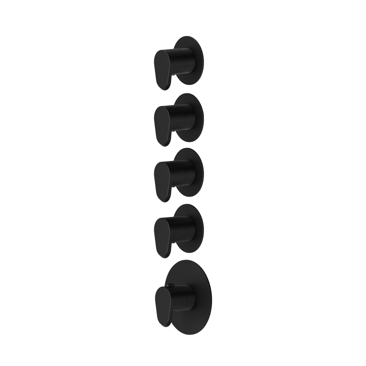 Mitigeurs de douche thermostatiques à encastrer 4 sorties. entrées et sorties de 3/4”. Ø70 - finition Matt Black