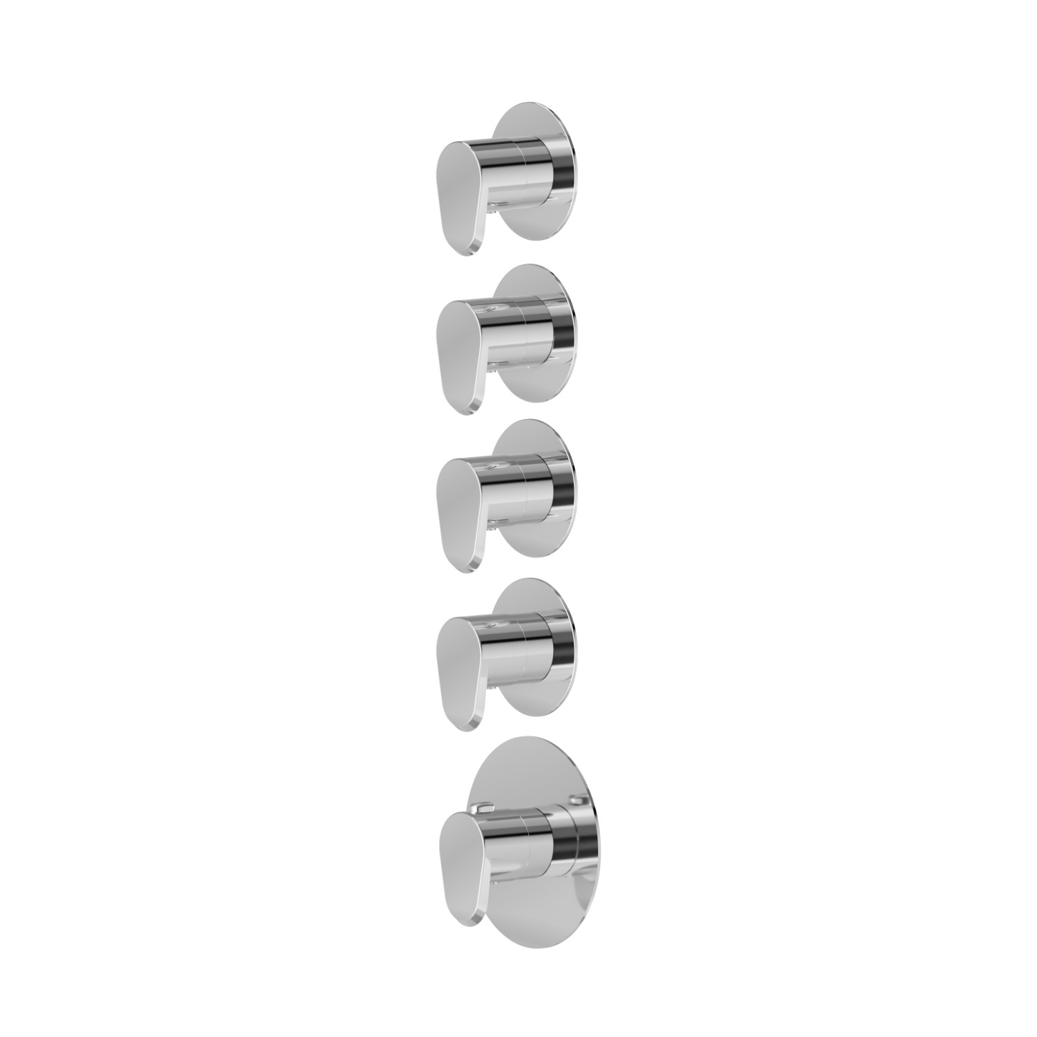 Miscelatore termostatico multiutenza ad incasso a 4 uscite. Ø70. Parte esterna. Ingressi ed uscite da 3/4” - finitura Cromo