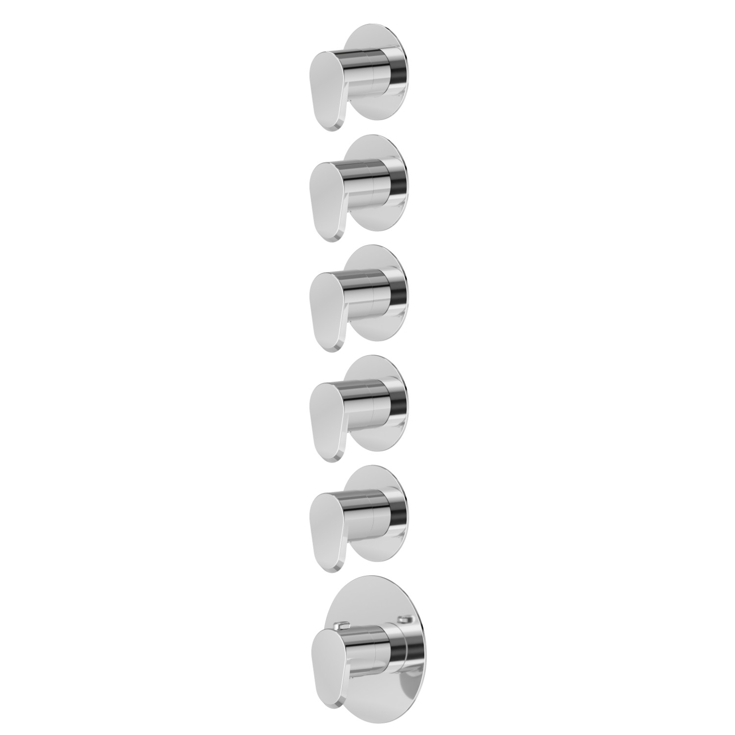 5 ways out concealed thermostatic multifunction selectors. 3/4” connections. Ø70 - finish Chrome