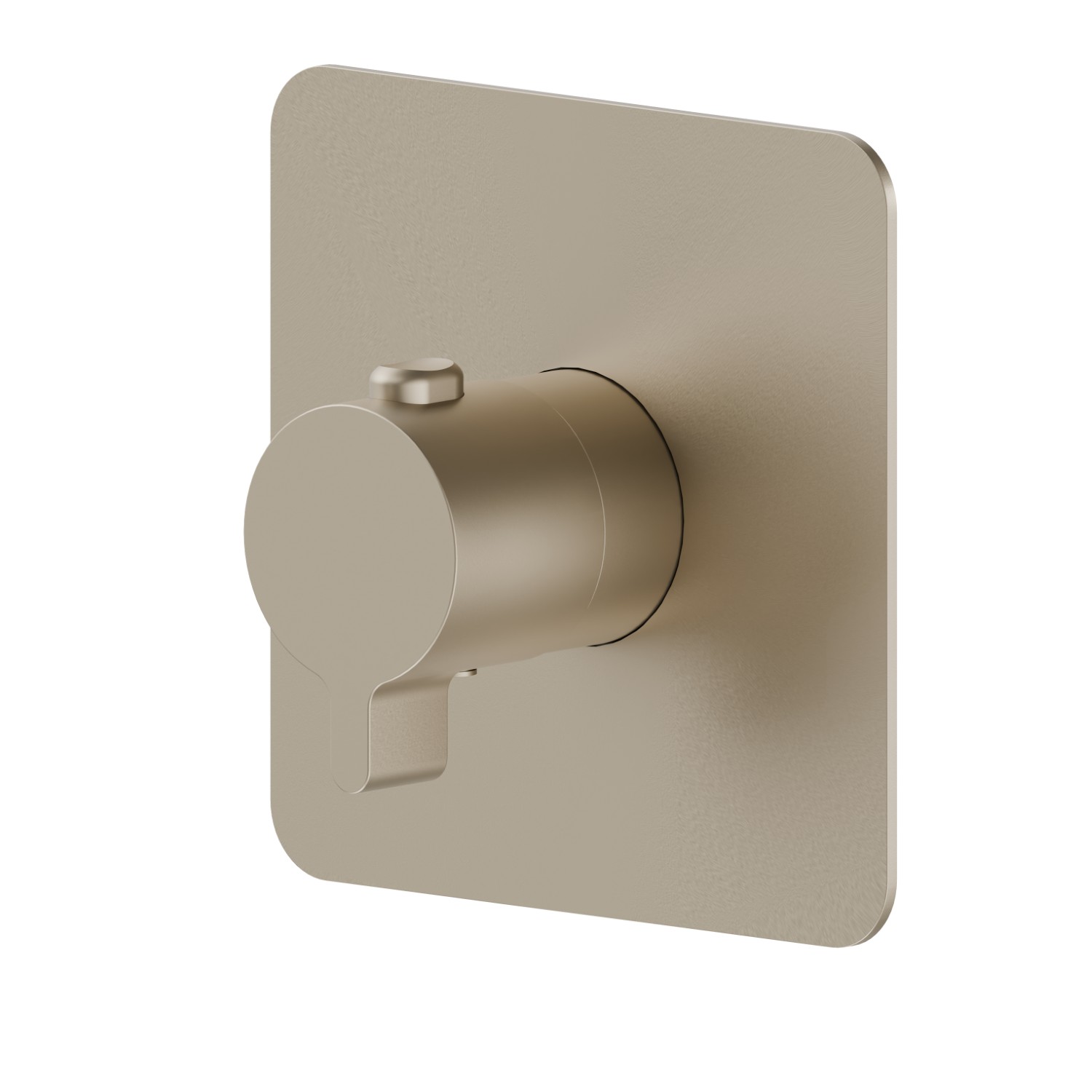 Mitigeur thermostatique une sortie avec robinet d’arrêt. Façade murale - finition Gold Satin