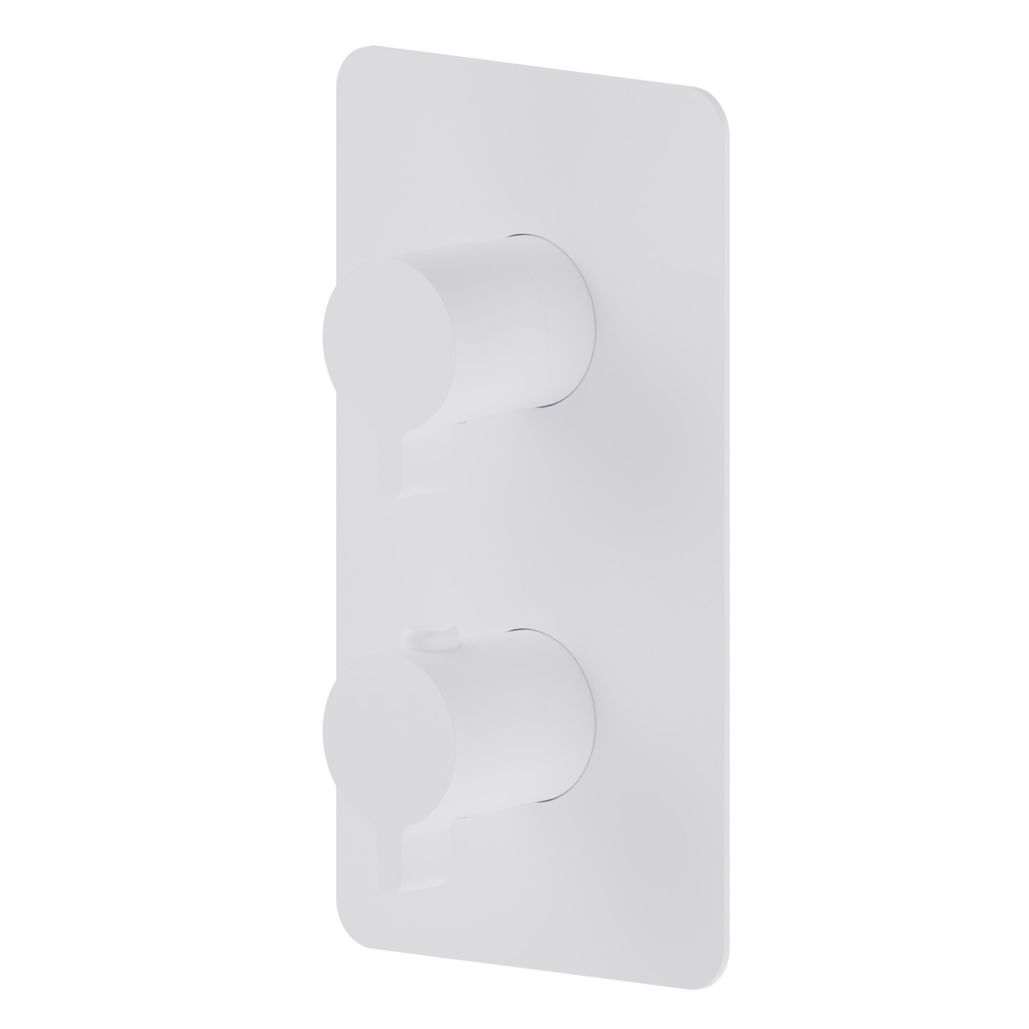 Mitigeur thermostatique à encastrer, avec commande pour le réglage de la température et inverseur 2 sorties. Façade murale - finition Matt White