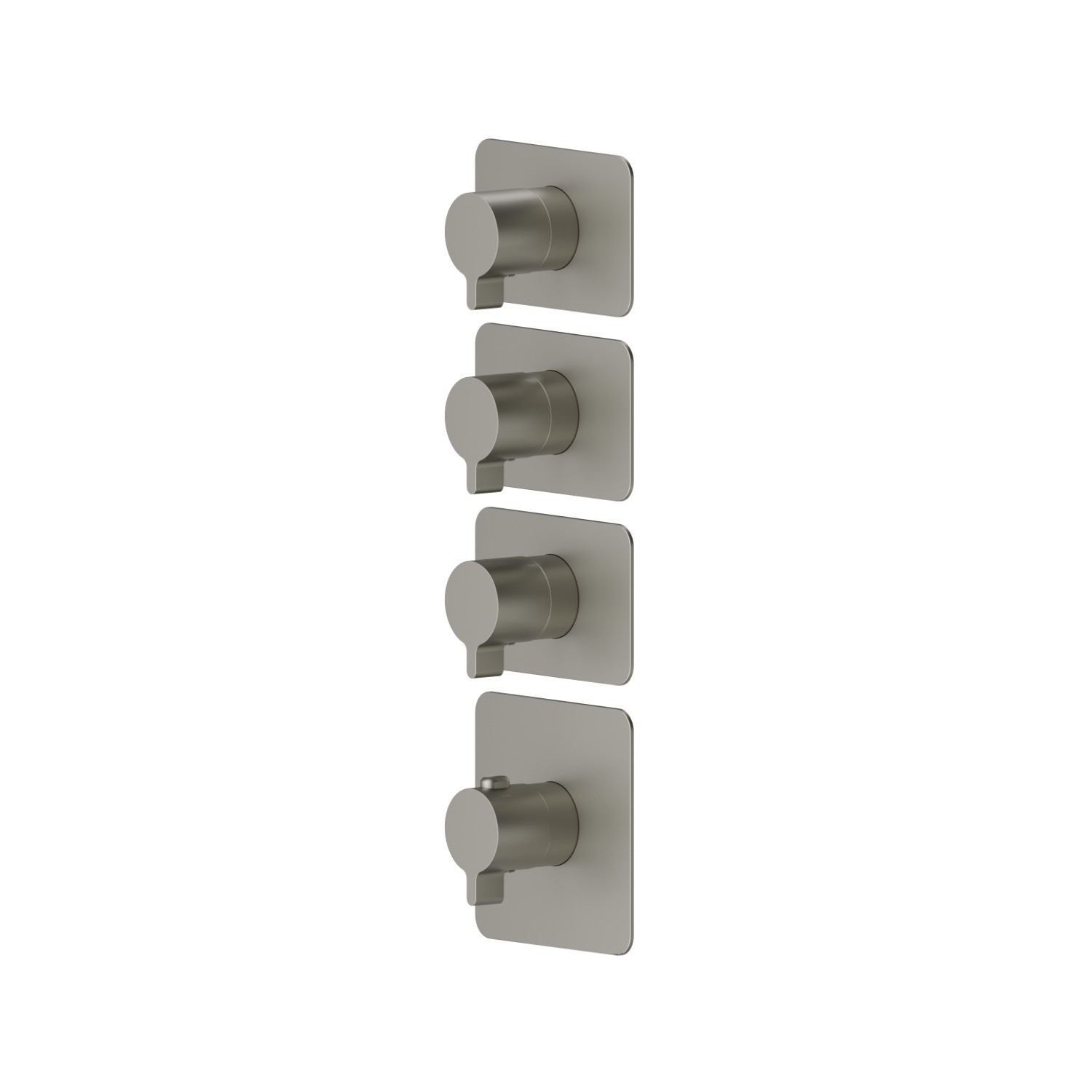 3 ways out concealed thermostatic multifunction selectors. 3/4” connections. External part - finish Titanium Satin