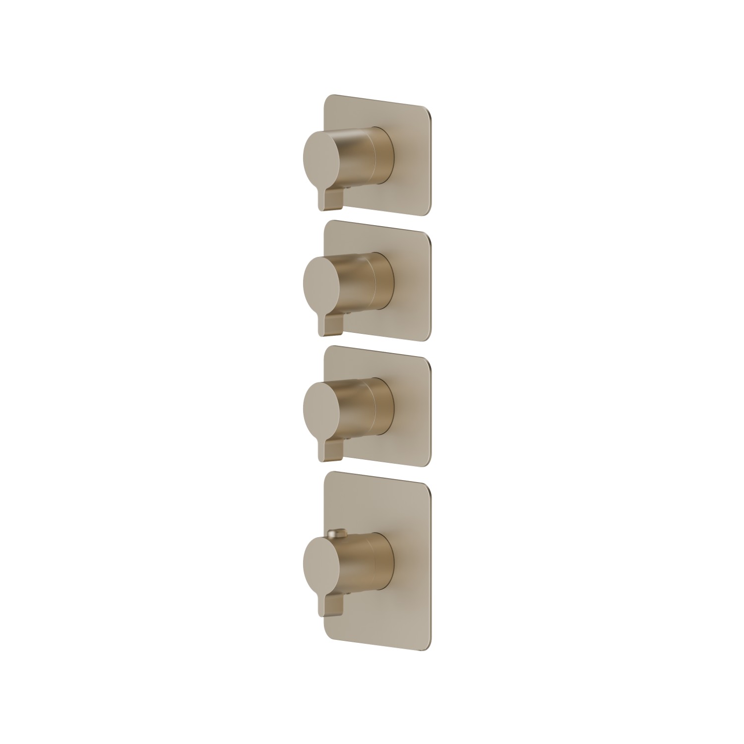 3 ways out concealed thermostatic multifunction selectors. 3/4” connections. External part - finish Gold Satin