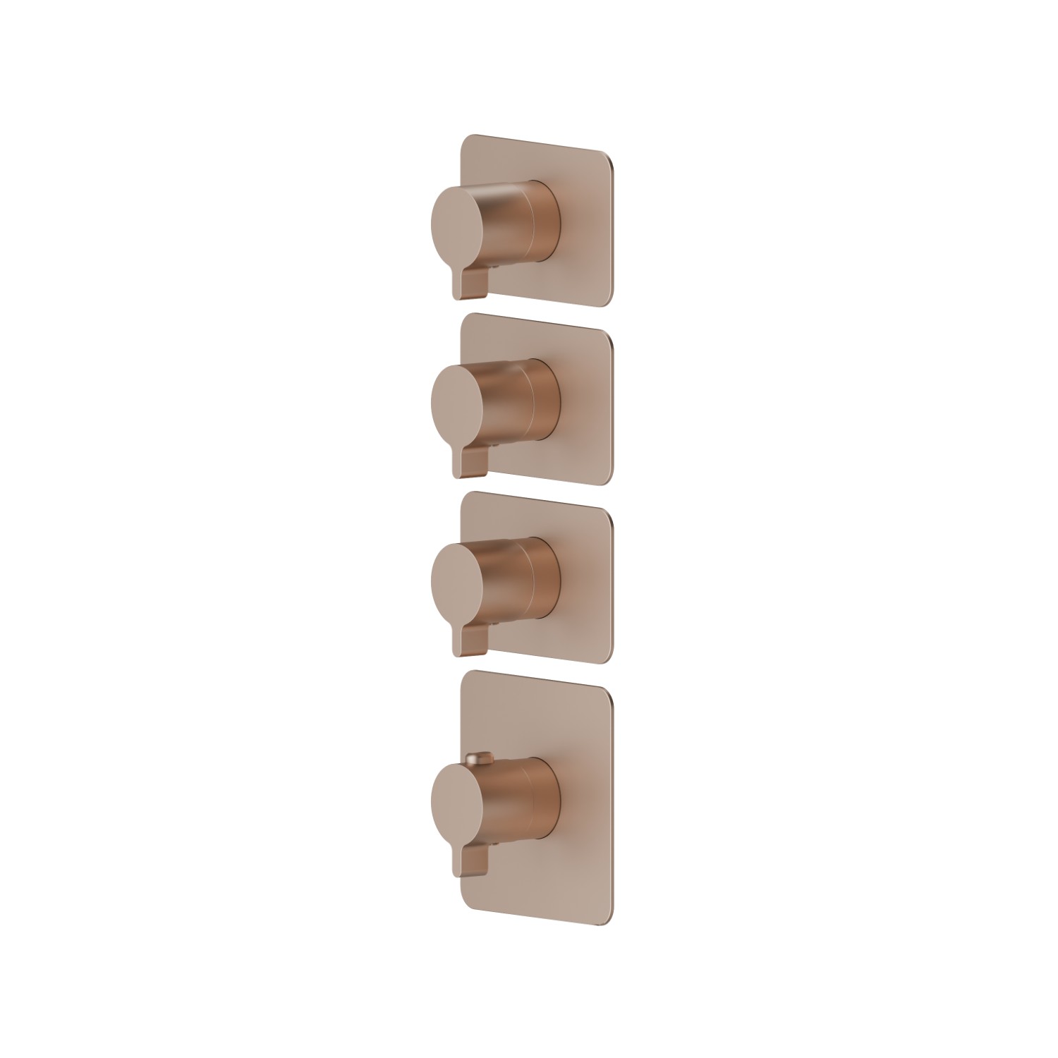 3 ways out concealed thermostatic multifunction selectors. 3/4” connections. External part - finish Copper Satin