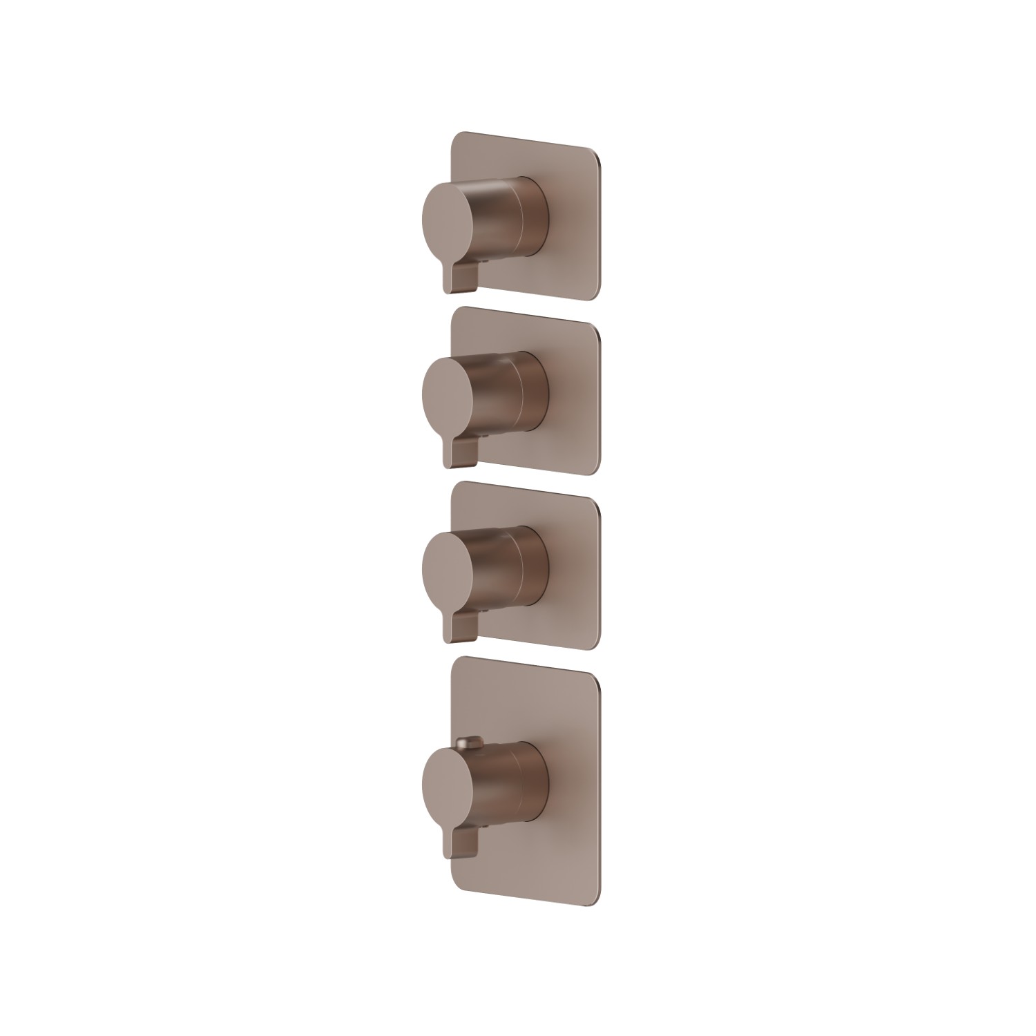 3 ways out concealed thermostatic multifunction selectors. 3/4” connections. External part - finish Copper Glossy