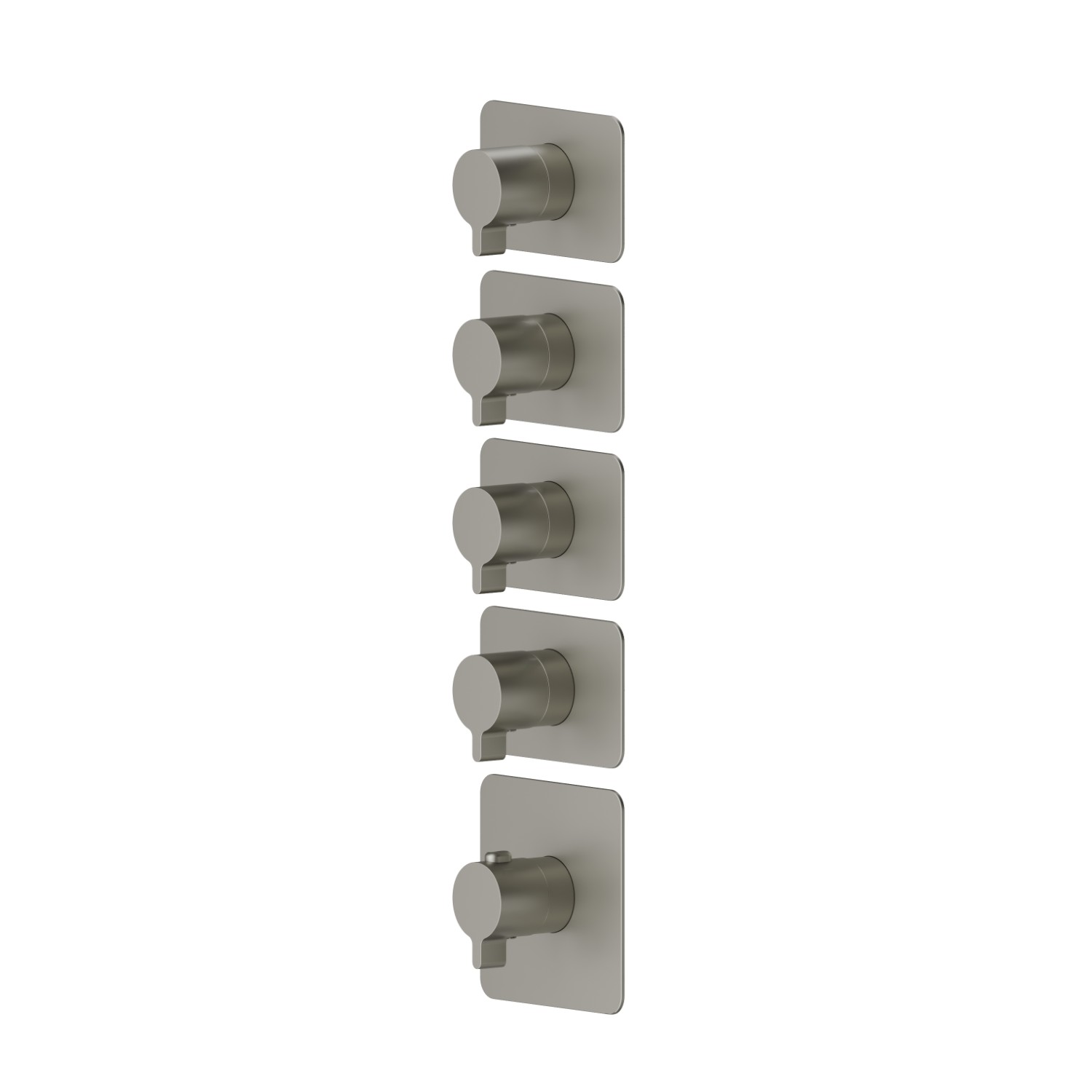 Mitigeurs de douche thermostatiques à encastrer 4 sorties. entrées et sorties de 3/4”. Façade murale - finition Titanium Satin