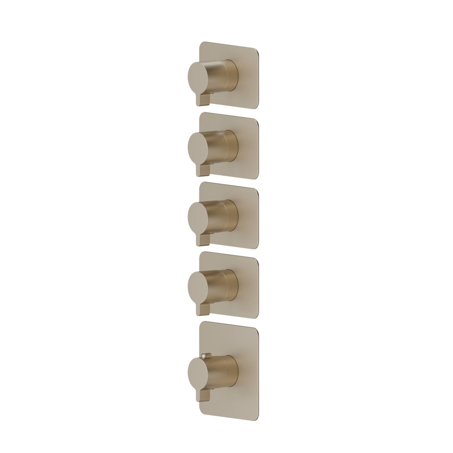 Mitigeurs de douche thermostatiques à encastrer 4 sorties. entrées et sorties de 3/4”. Façade murale - finition Gold Satin