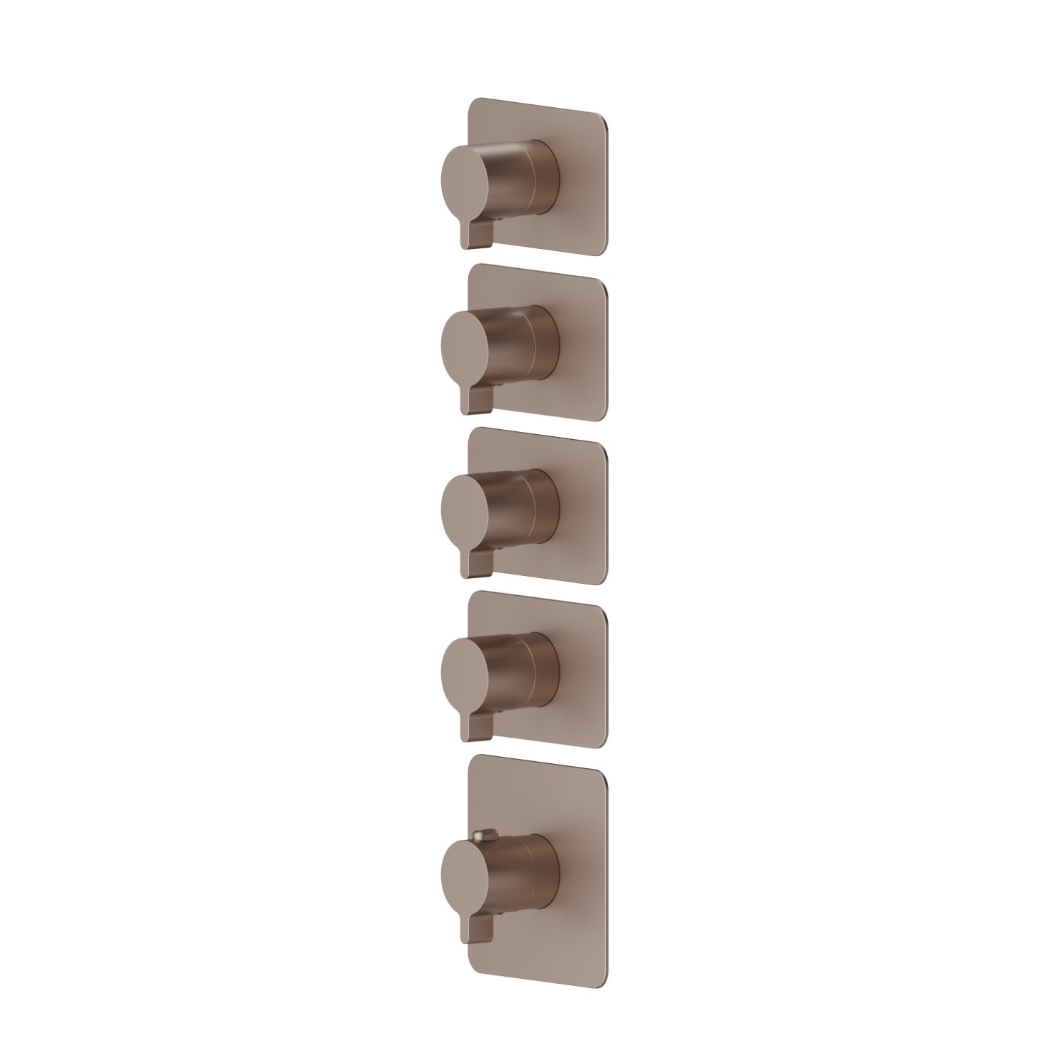 Mitigeurs de douche thermostatiques à encastrer 4 sorties. entrées et sorties de 3/4”. Façade murale - finition Copper Glossy