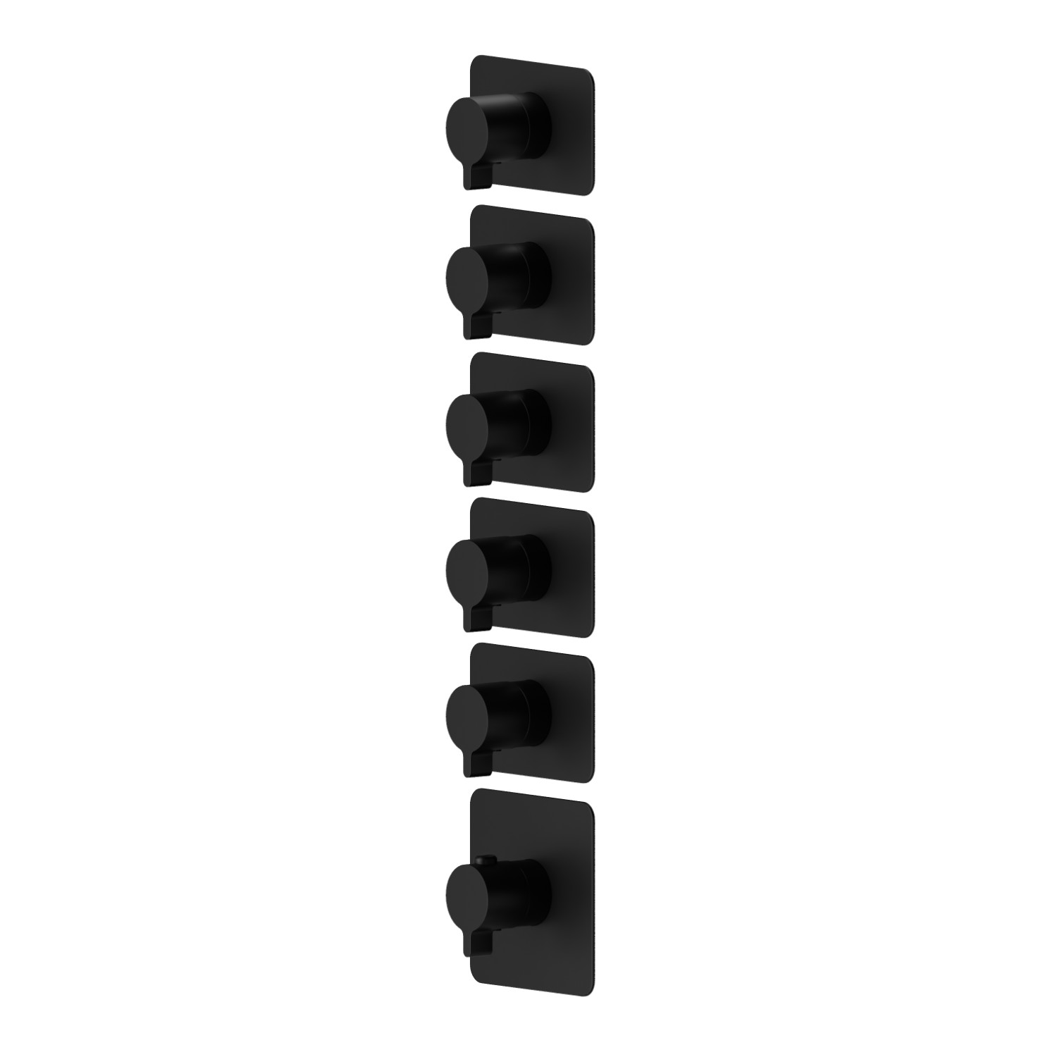 5 ways out concealed thermostatic multifunction selectors. 3/4” connections. External part - finish Matt Black
