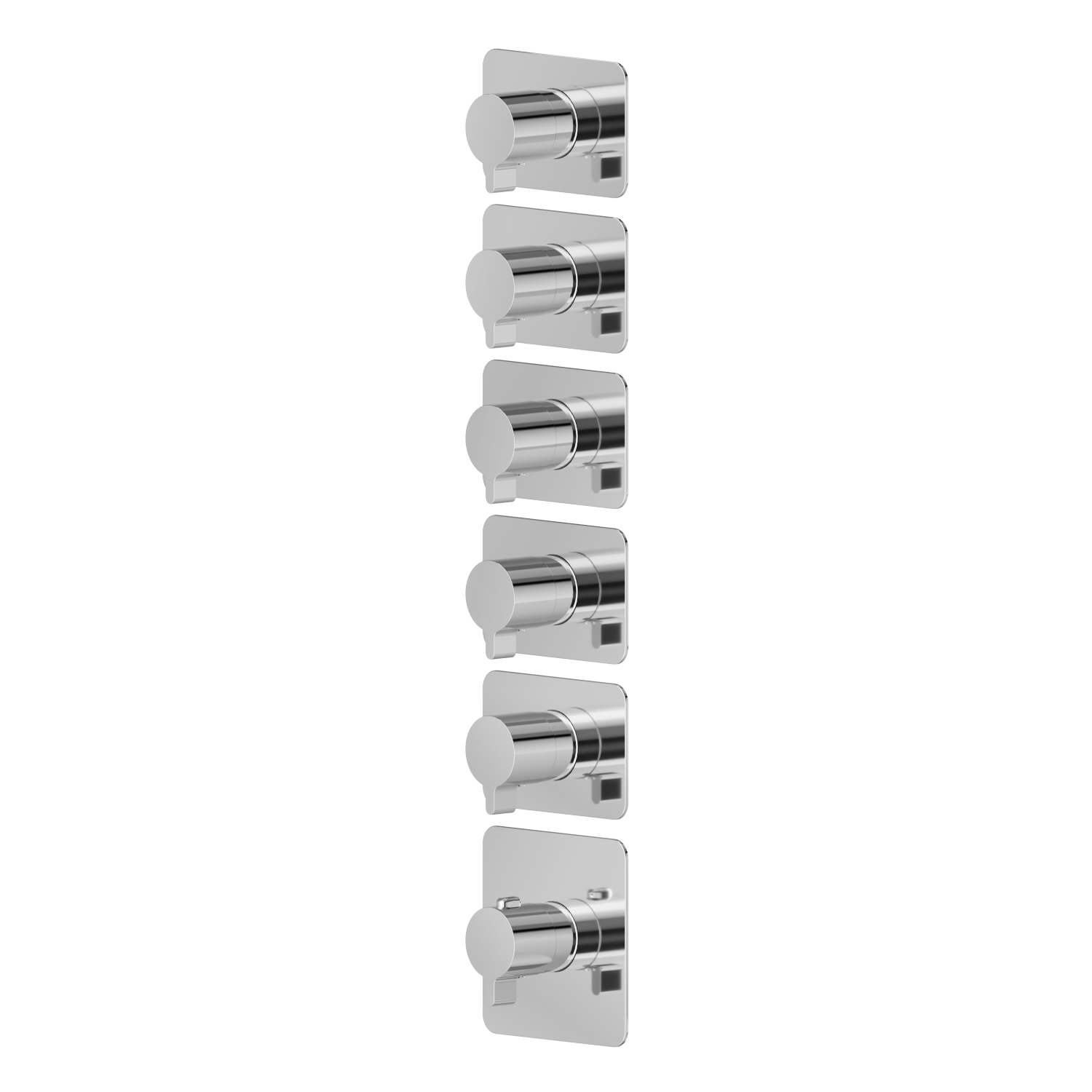 5 ways out concealed thermostatic multifunction selectors. 3/4” connections. External part - finish Chrome