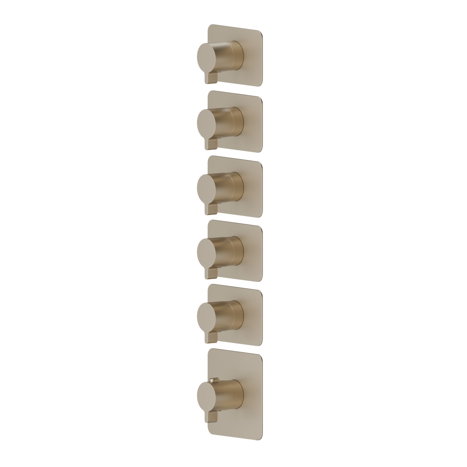 5 ways out concealed thermostatic multifunction selectors. 3/4” connections. External part - finish Gold Satin