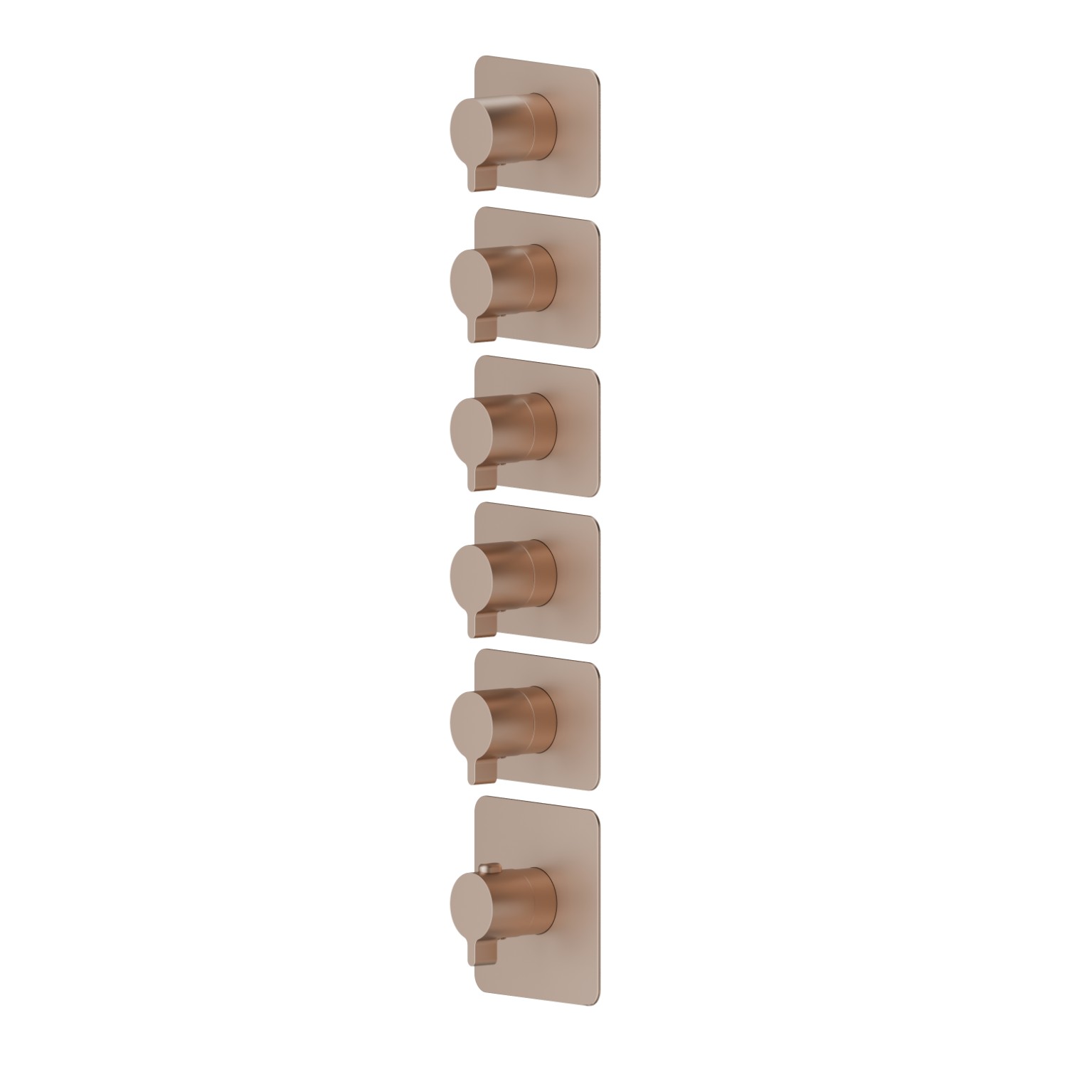5 ways out concealed thermostatic multifunction selectors. 3/4” connections. External part - finish Copper Satin