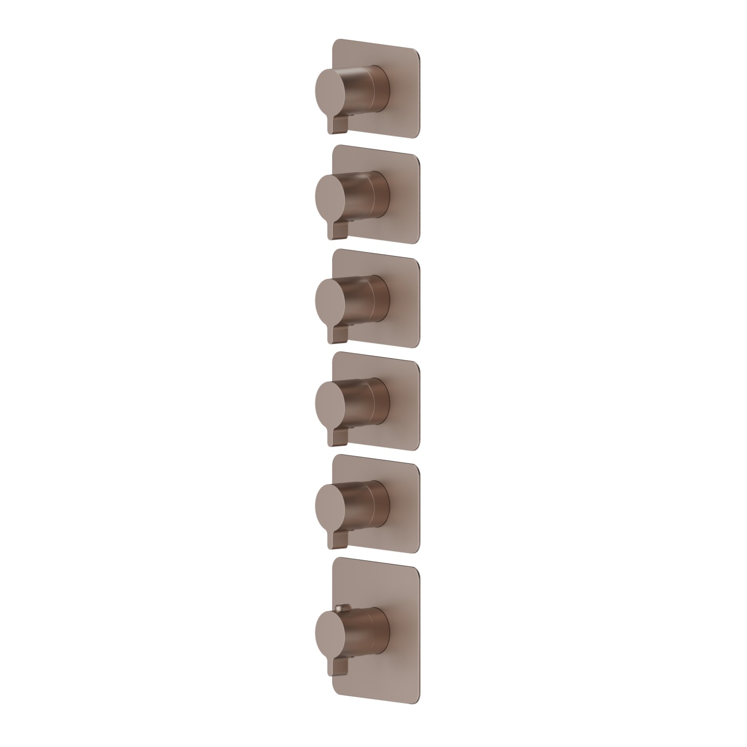 5 ways out concealed thermostatic multifunction selectors. 3/4” connections. External part - finish Copper Glossy