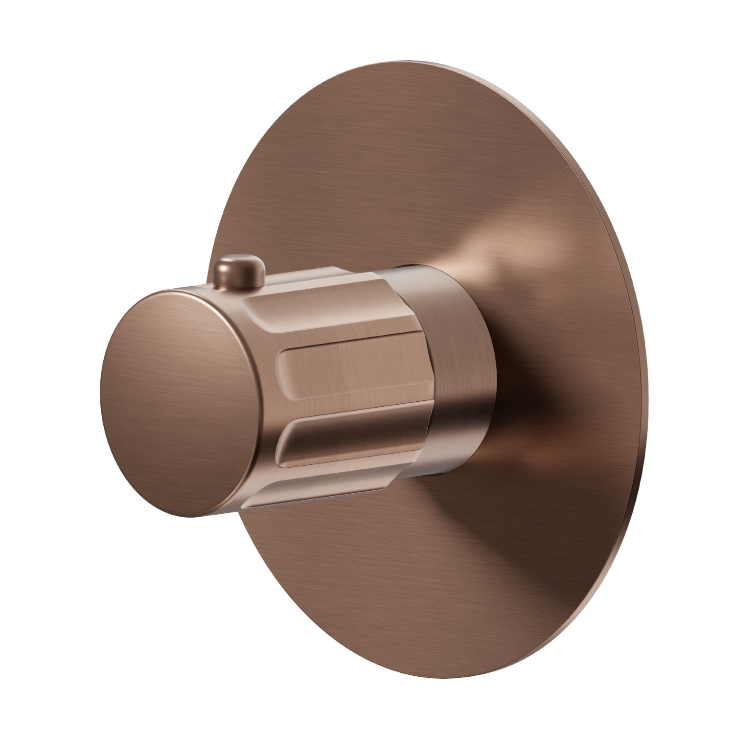 Miscelatore termostatico ad incasso, da abbinare a deviatore ad incasso a 3 uscite con stop. Parte esterna - finitura PVD Brushed Copper Bronze
