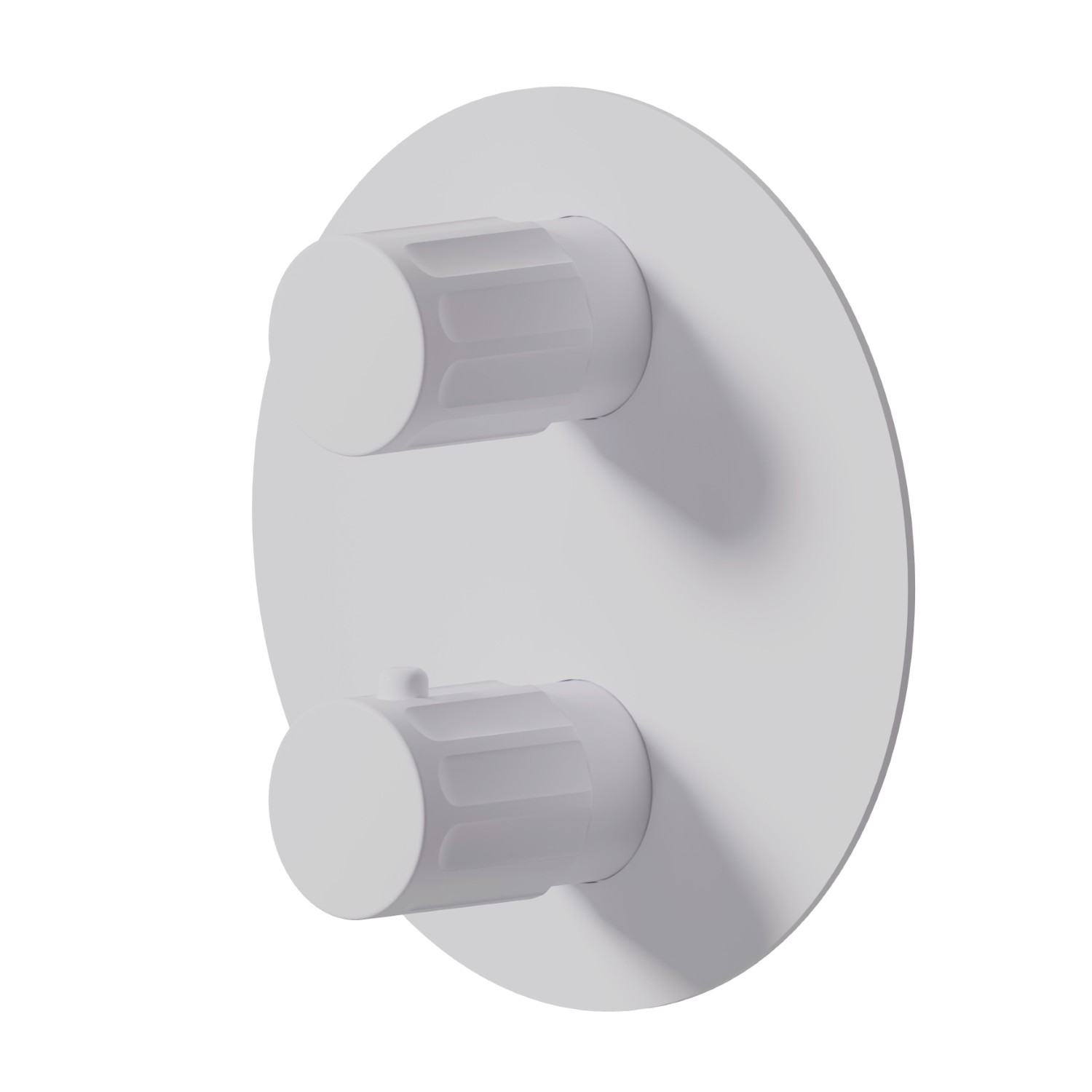 Mitigeur thermostatique à encastrer, à utiliser avec un inverseur 3 sorties avec arrêts. Façade murale - finition Matt White