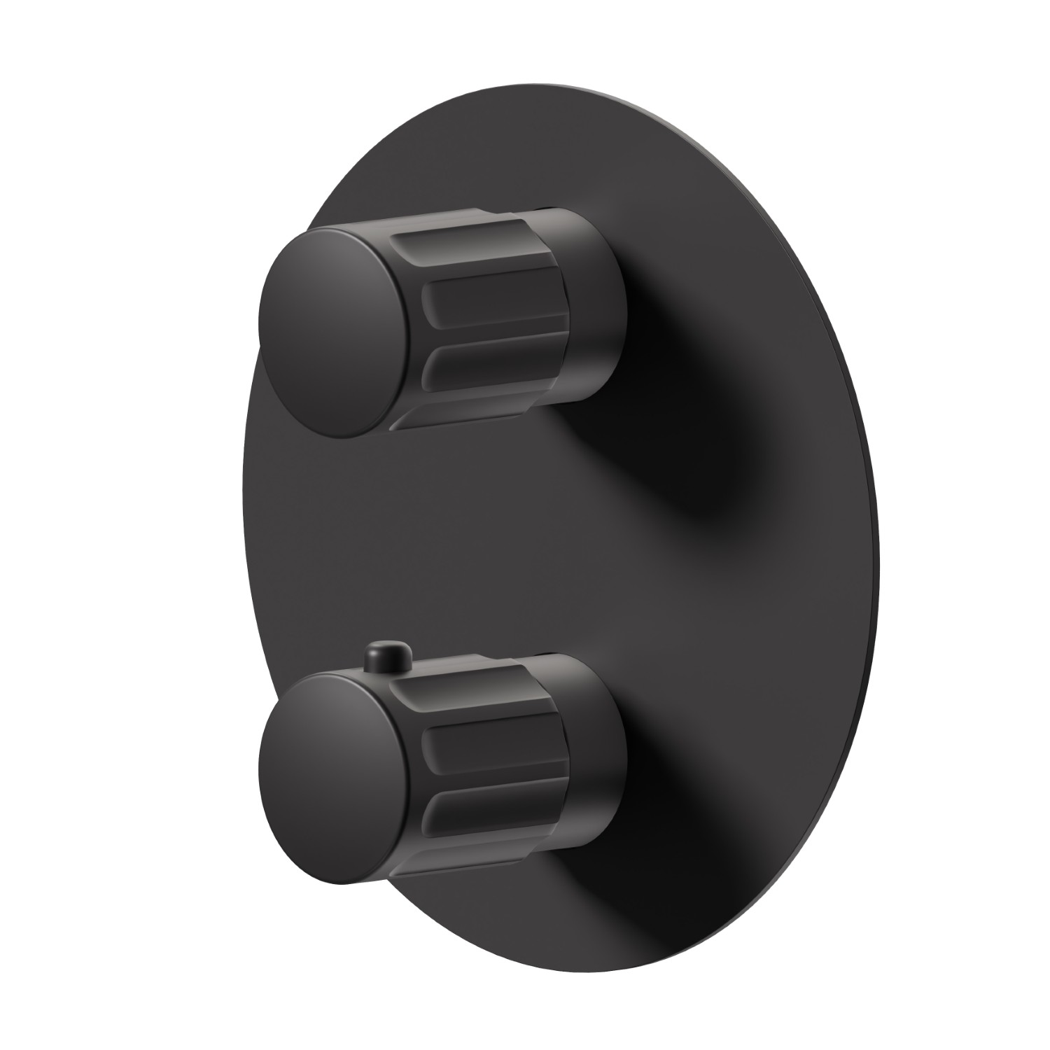 Mitigeur thermostatique à encastrer, à utiliser avec un inverseur 3 sorties avec arrêts. Façade murale - finition Matt Black