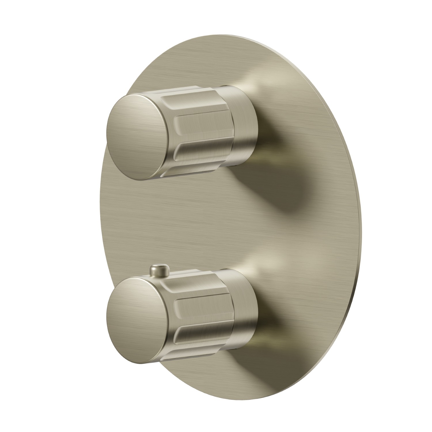 Thermostatic concealed mixer, to combine with a 3 ways out concealed diverter with stop. External part - finish PVD Brushed Pale Gold