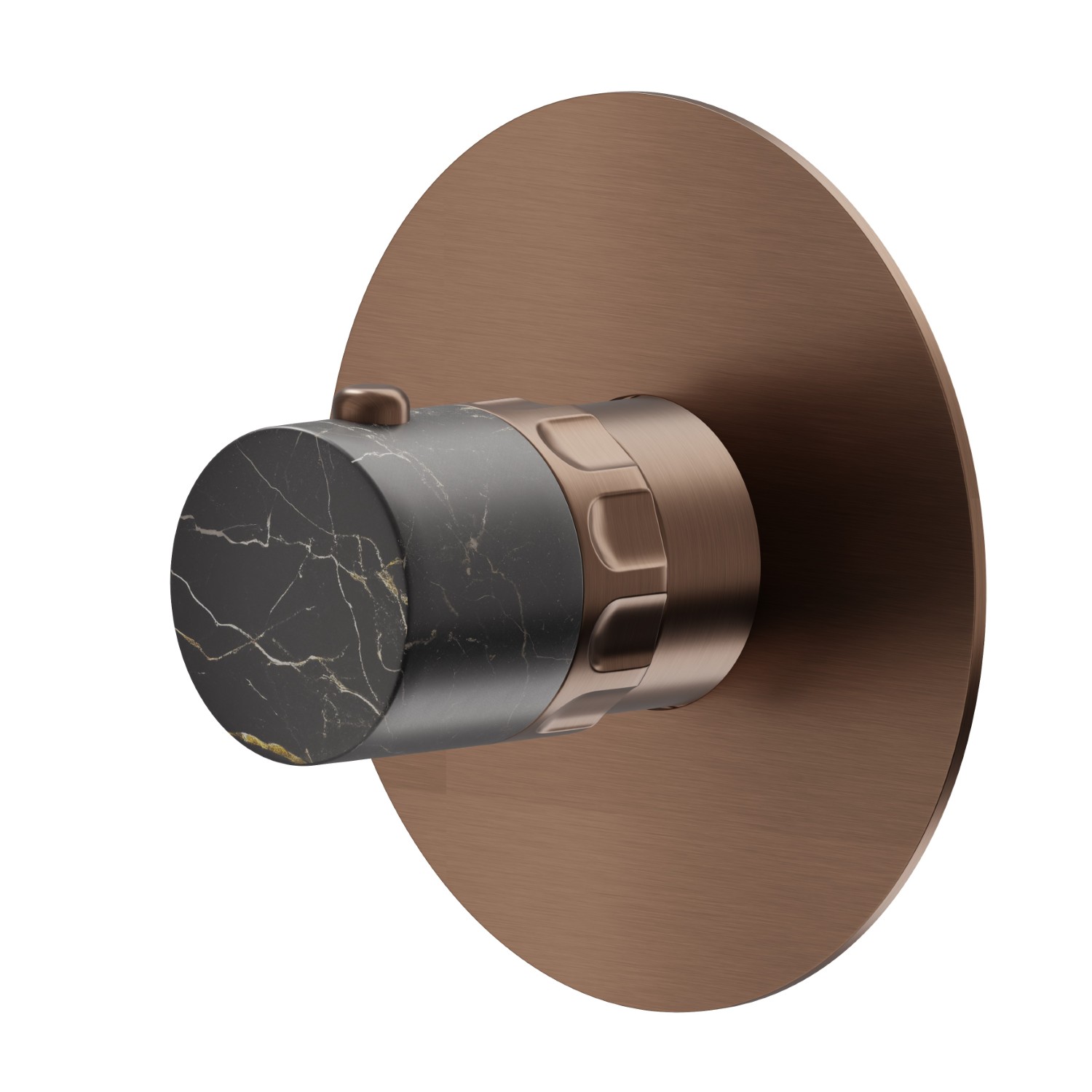 Thermostatic concealed mixer, to combine with a stop valve. External part - finish PVD Brushed Copper Bronze