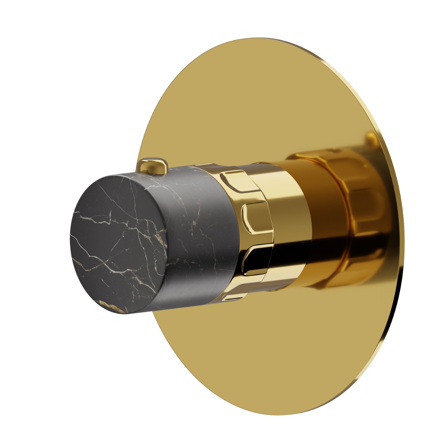 Miscelatore termostatico ad incasso, da abbinare a rubinetto d’arresto. Parte esterna - finitura PVD Glossy Gold