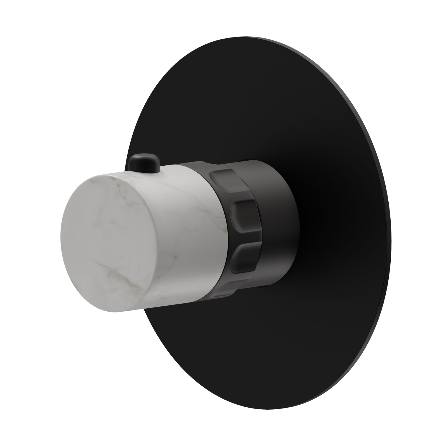 Mitigeur thermostatique une sortie avec robinet d’arrêt. Façade murale - finition Matt Black