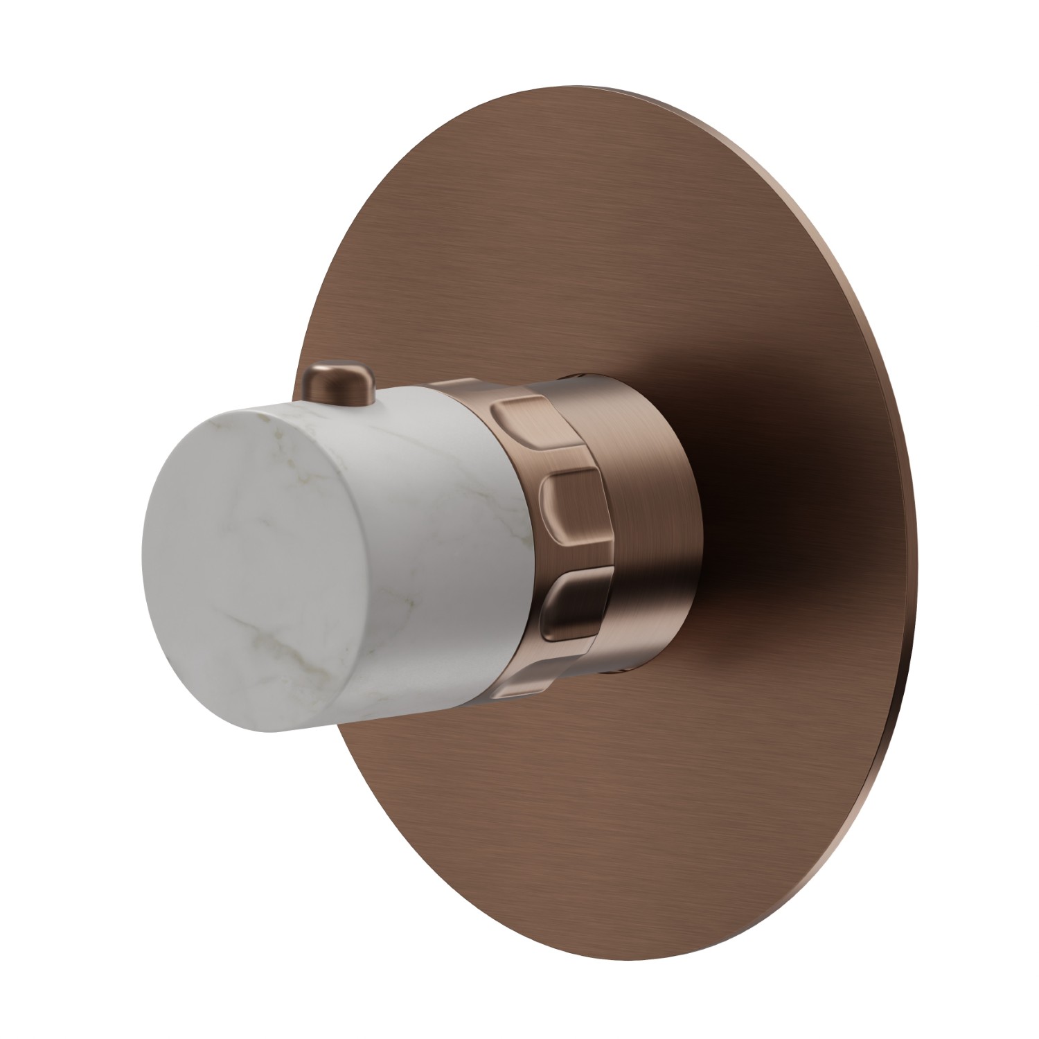 Mitigeur thermostatique une sortie avec robinet d’arrêt. Façade murale - finition PVD Brushed Copper Bronze
