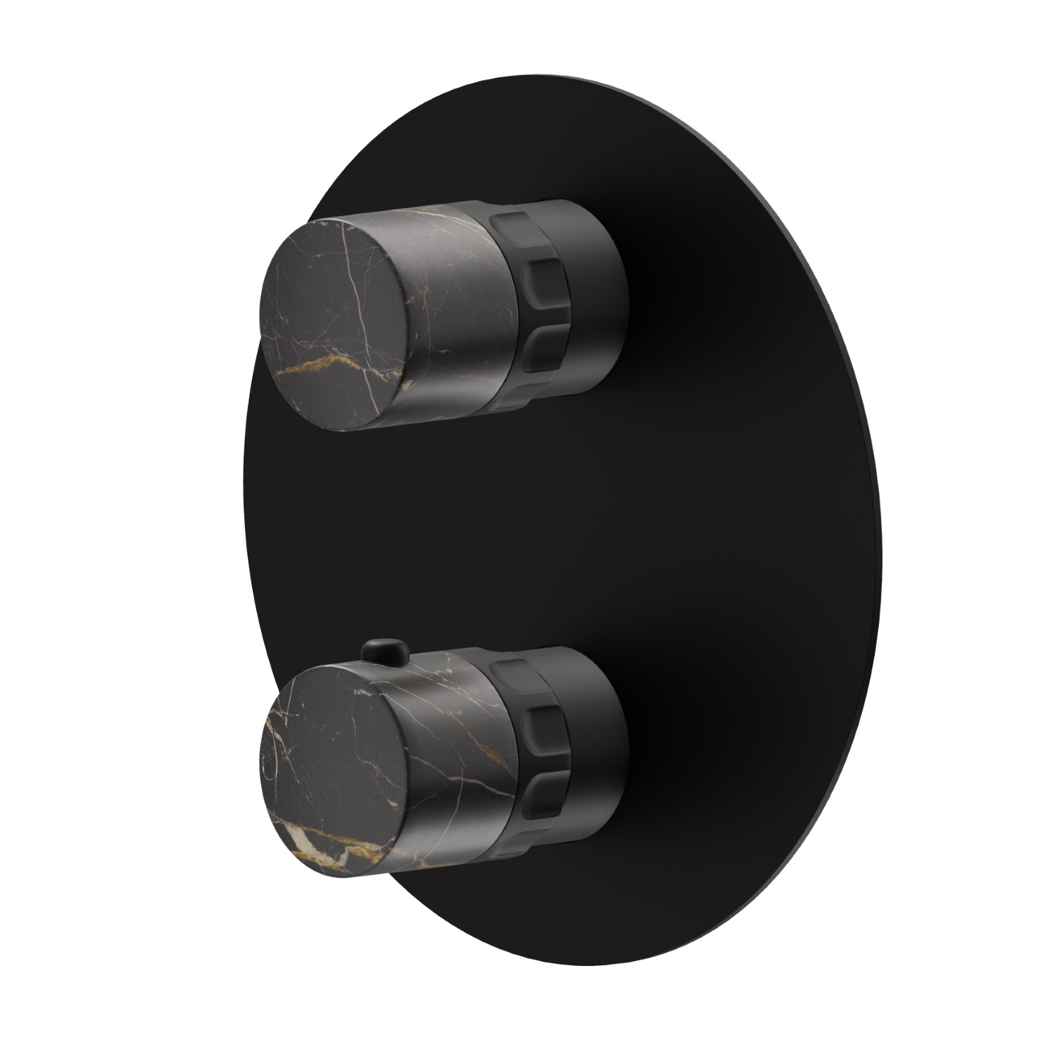 Concealed thermostatic mixer, with one handle for temperature control and 2 ways out diverter. External part - finish Matt Black