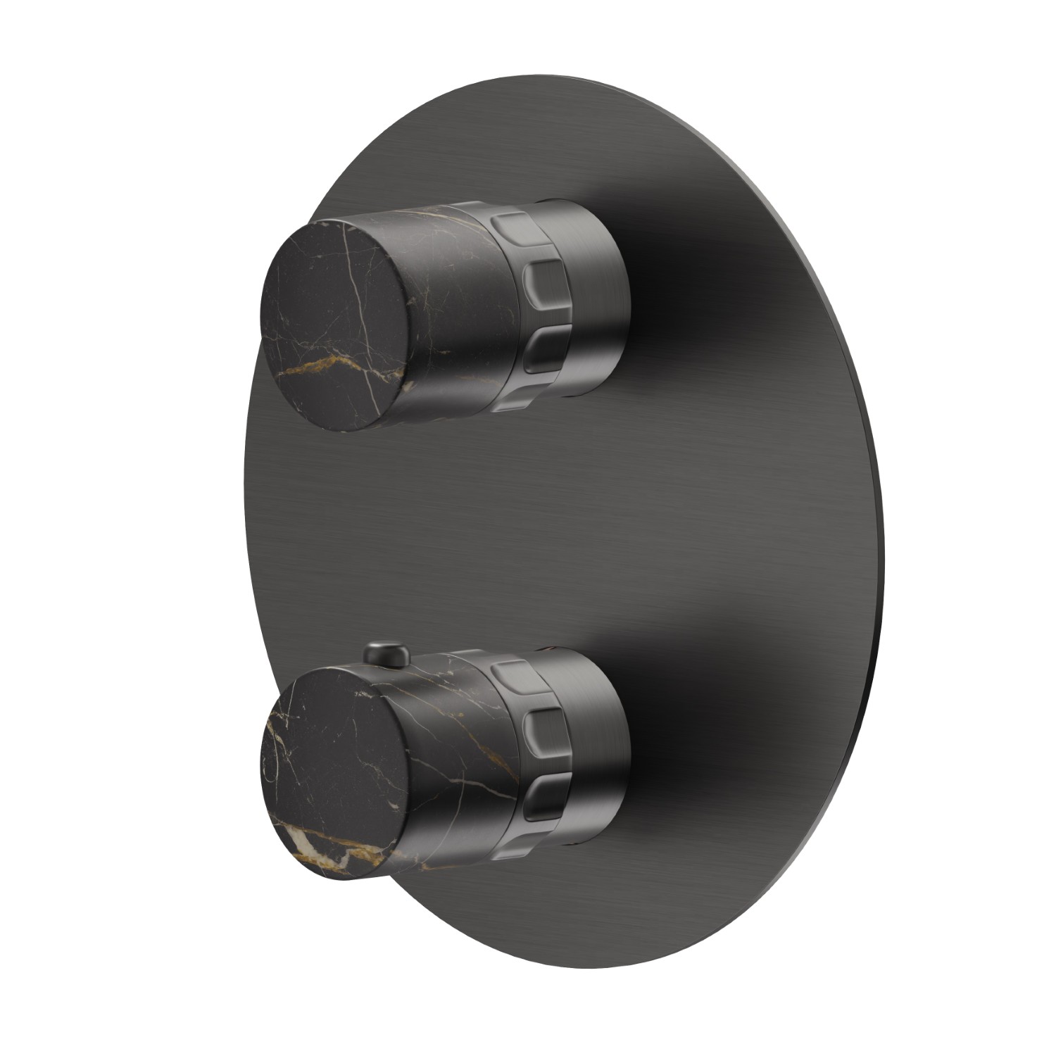 Mitigeur thermostatique à encastrer, avec commande pour le réglage de la température et inverseur 2 sorties - finition PVD Brushed Gun Metal