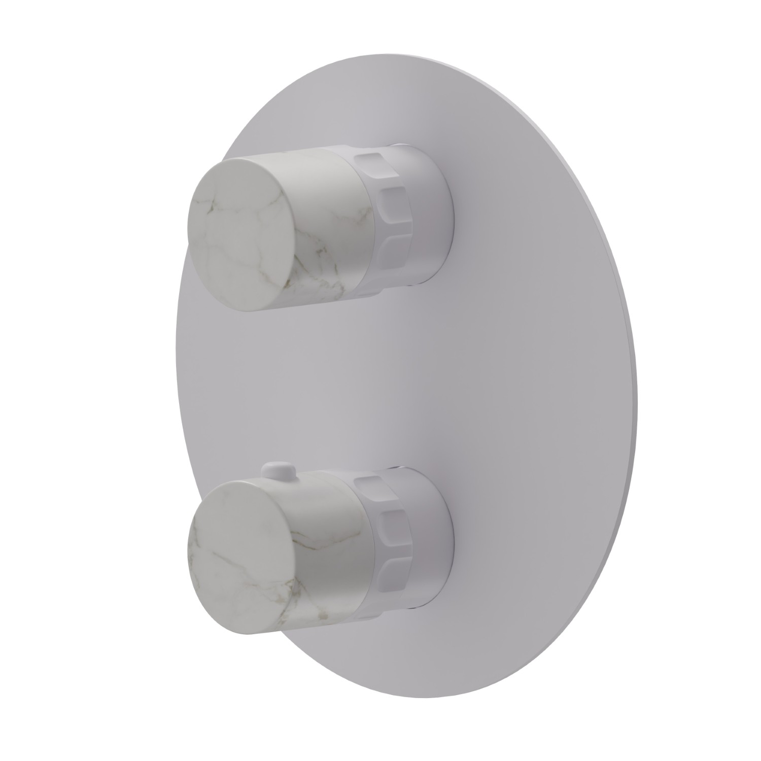 Concealed thermostatic mixer, with one handle for temperature control and 2 ways out diverter. External part - finish Matt White