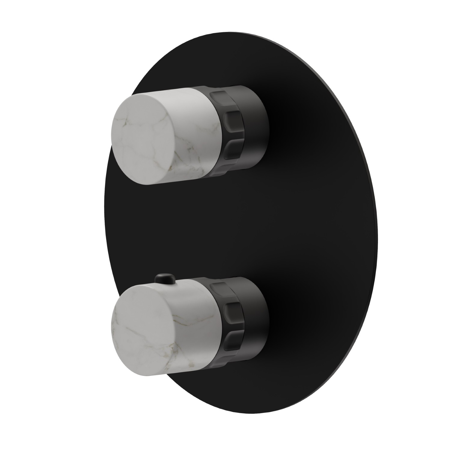 Concealed thermostatic mixer, with one handle for temperature control and 2 ways out diverter. External part - finish Matt Black