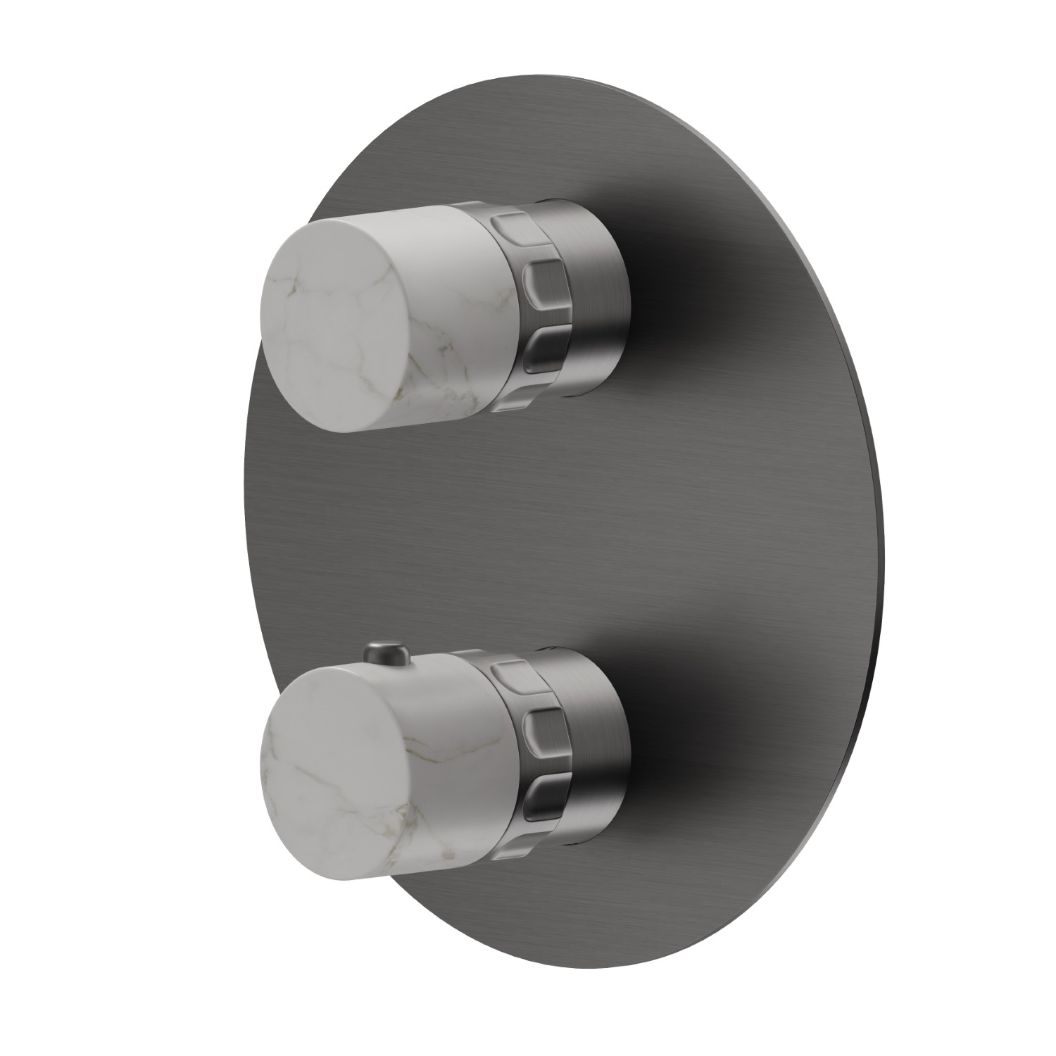 Mitigeur thermostatique à encastrer, avec commande pour le réglage de la température et inverseur 2 sorties - finition PVD Brushed Gun Metal