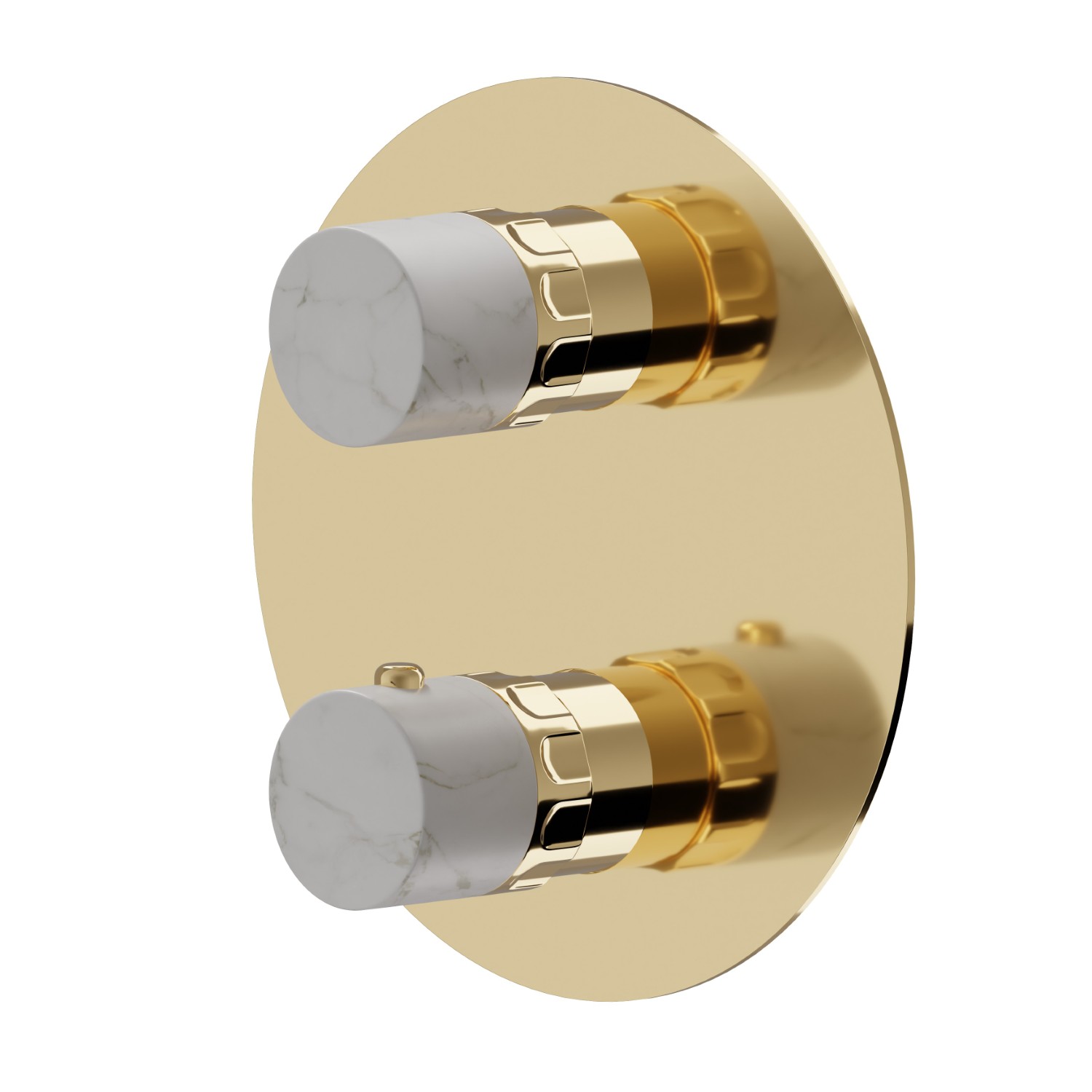 Concealed thermostatic mixer, with one handle for temperature control and 2 ways out diverter. External part - finish PVD Glossy Gold